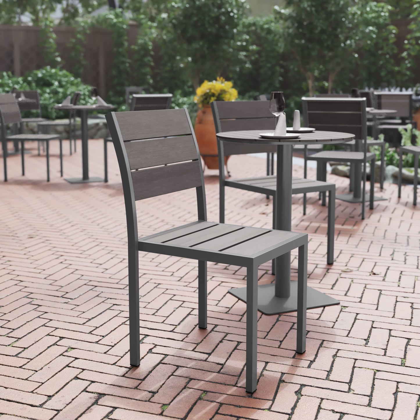 Modern Commercial Grade Armless Patio Chair