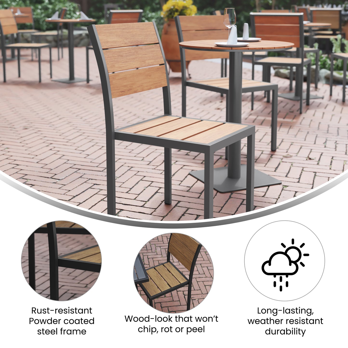 Modern Commercial Grade Armless Patio Chair