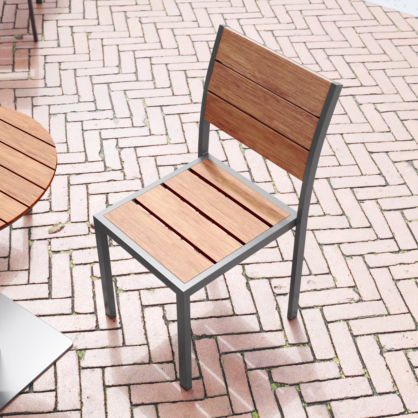 NAT/Gray Armless Patio Chair SB-CA108-NAT-GG