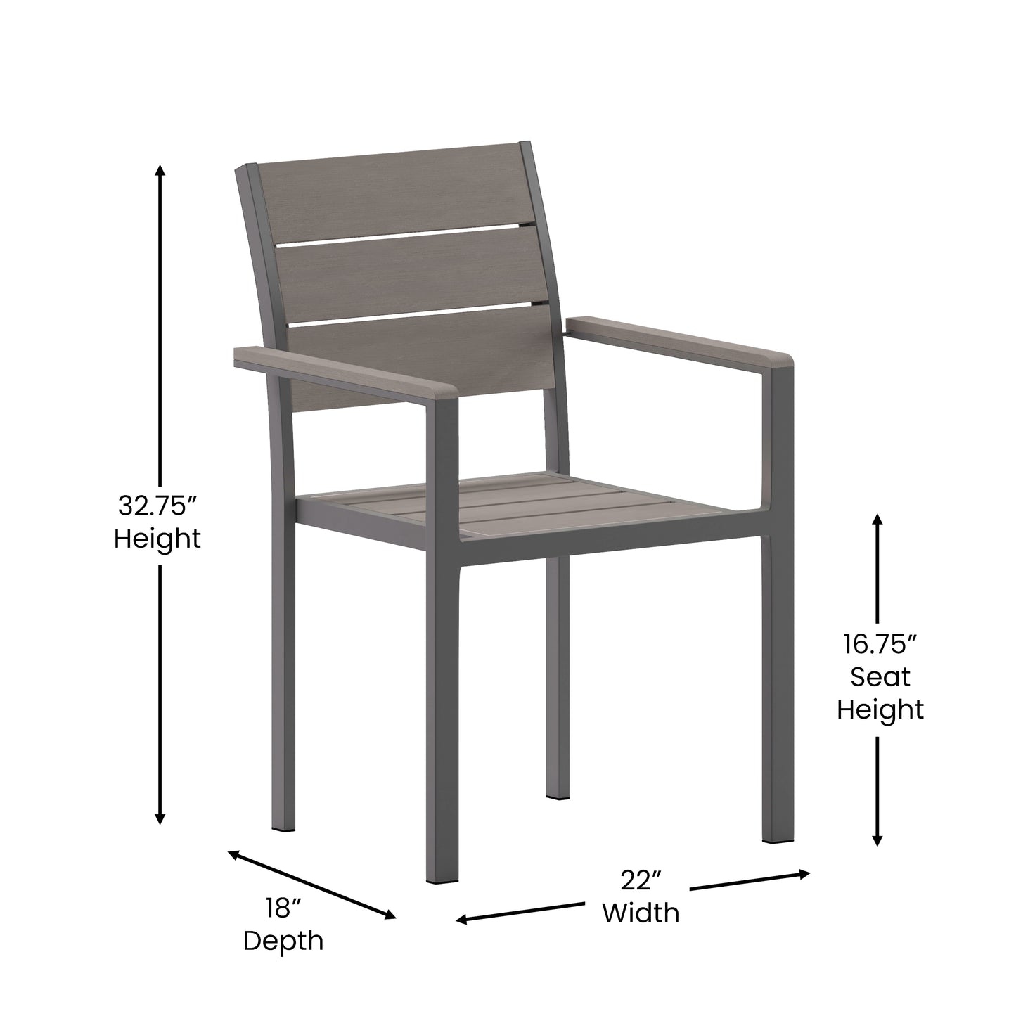 Gray/Gray Patio Armchair SB-CA108-WA-GRY-GG