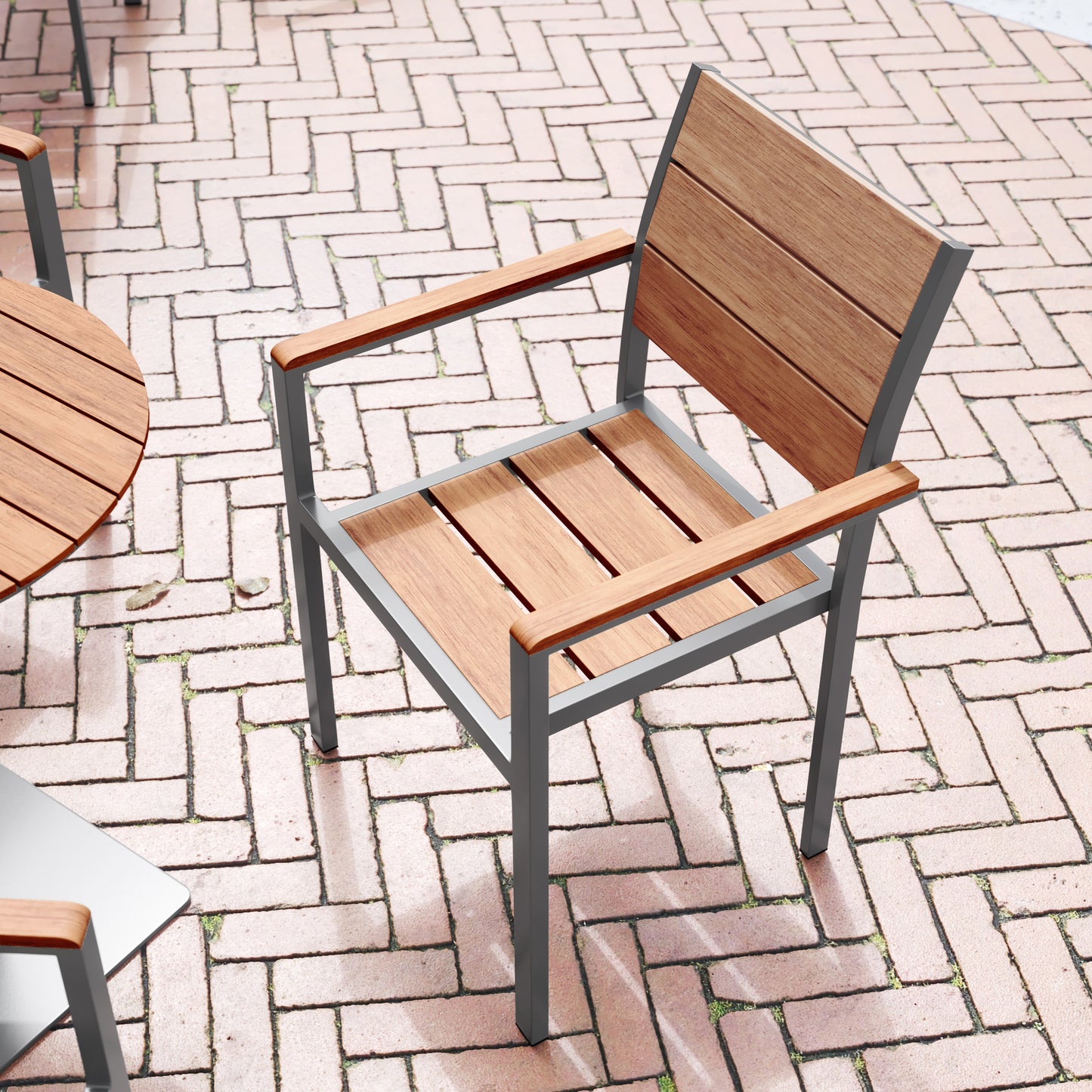 Modern Commercial Grade Patio Chair with Arms