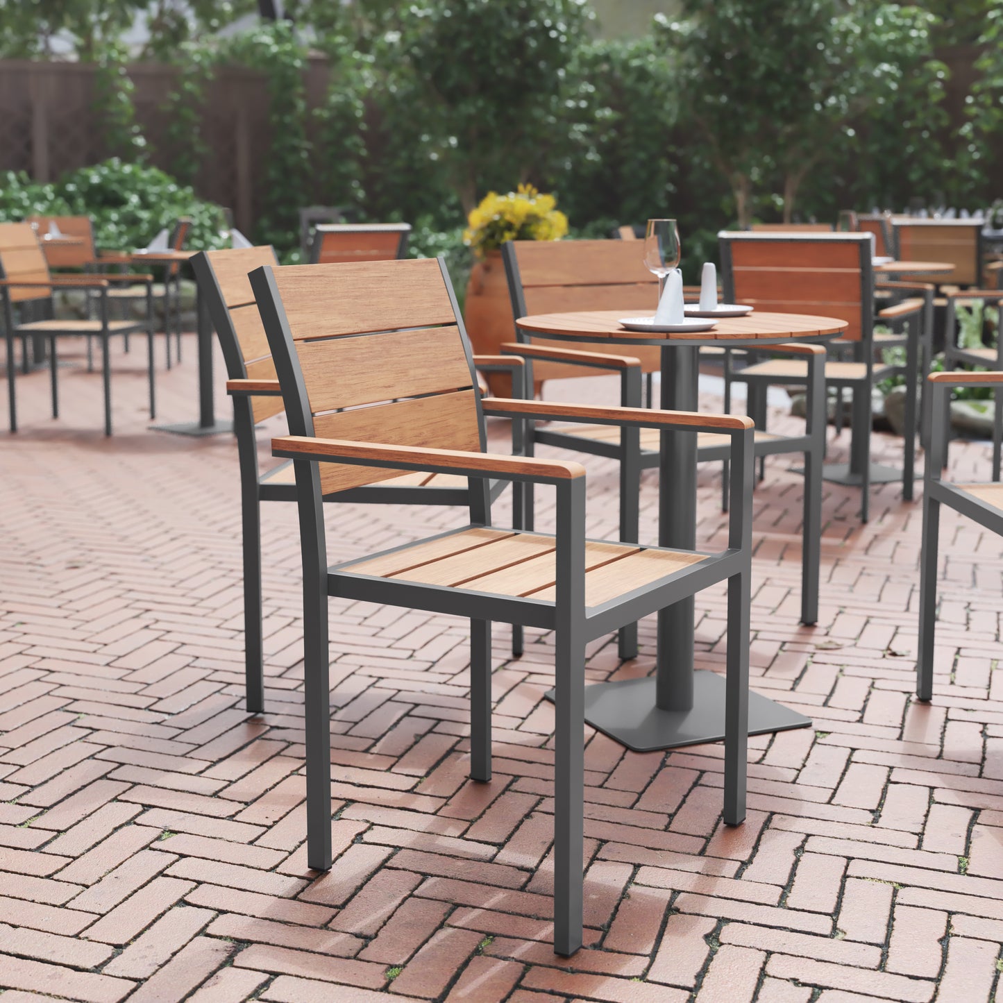 Modern Commercial Grade Patio Chair with Arms