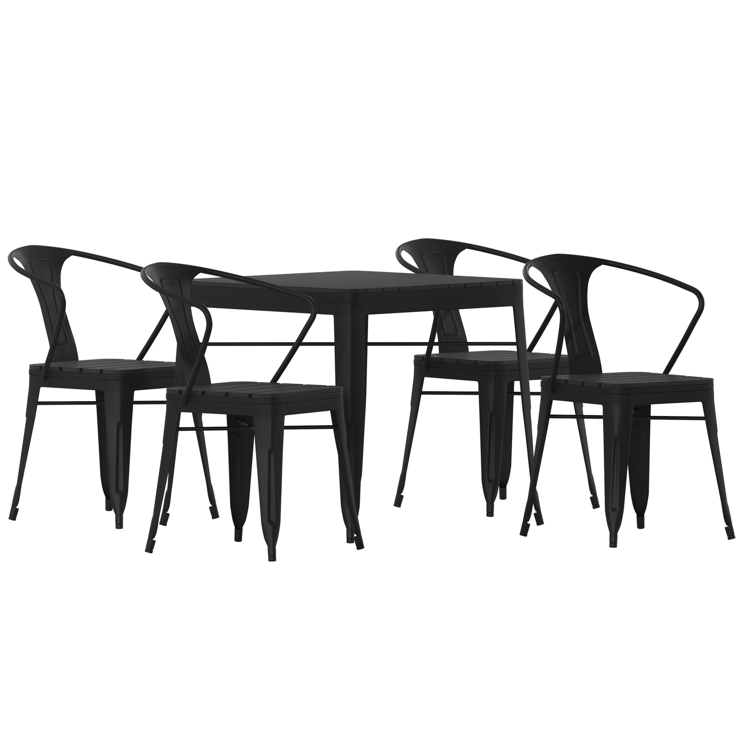 5PC Black Table and Chairs Set SB-T11C4-T-BK-GG