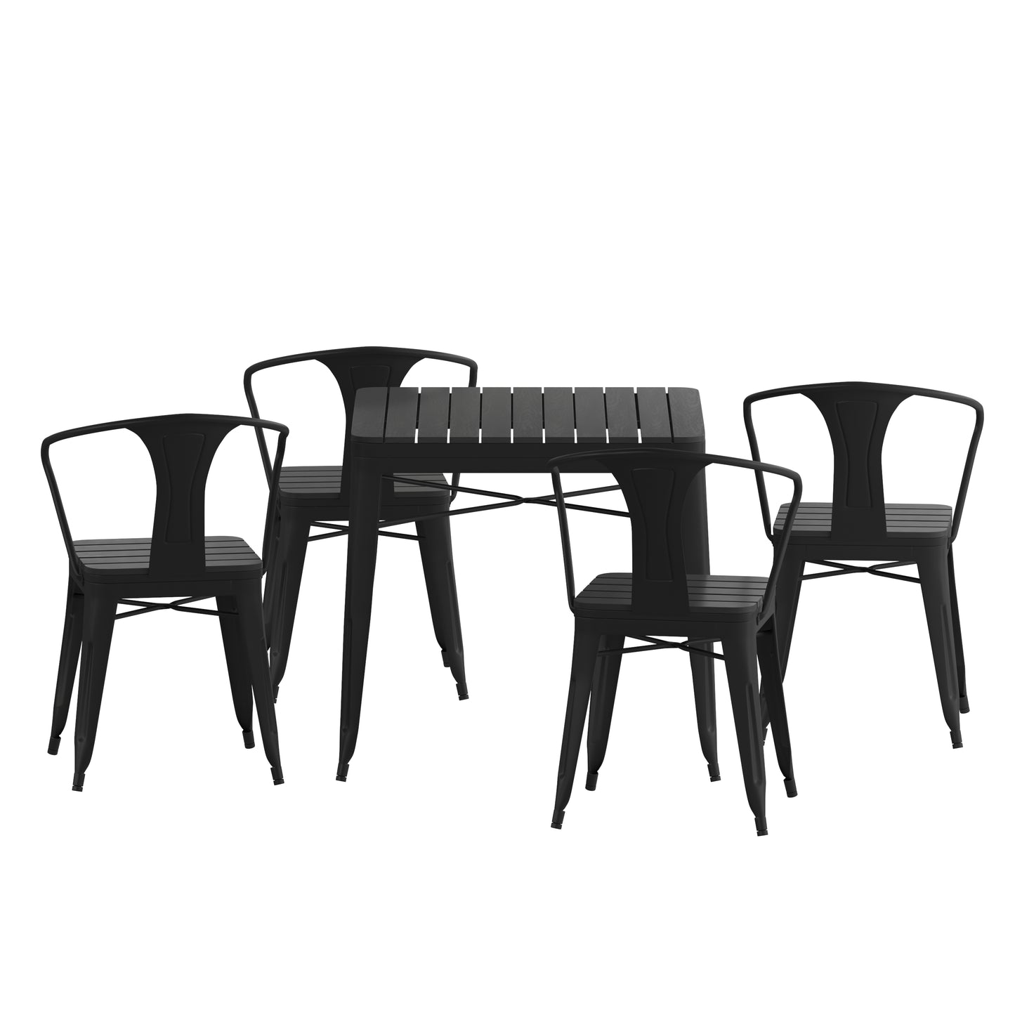 5PC Black Table and Chairs Set SB-T11C4-T-BK-GG