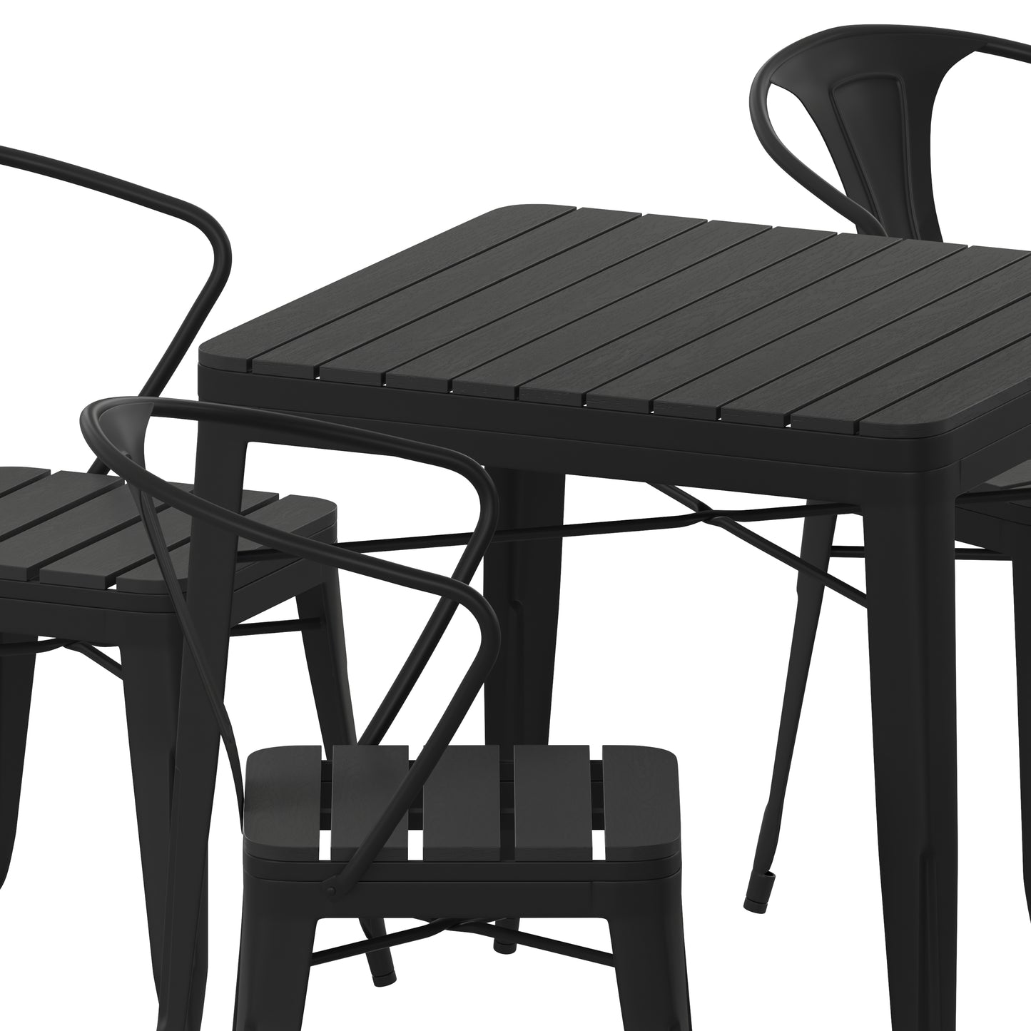 5PC Black Table and Chairs Set SB-T11C4-T-BK-GG