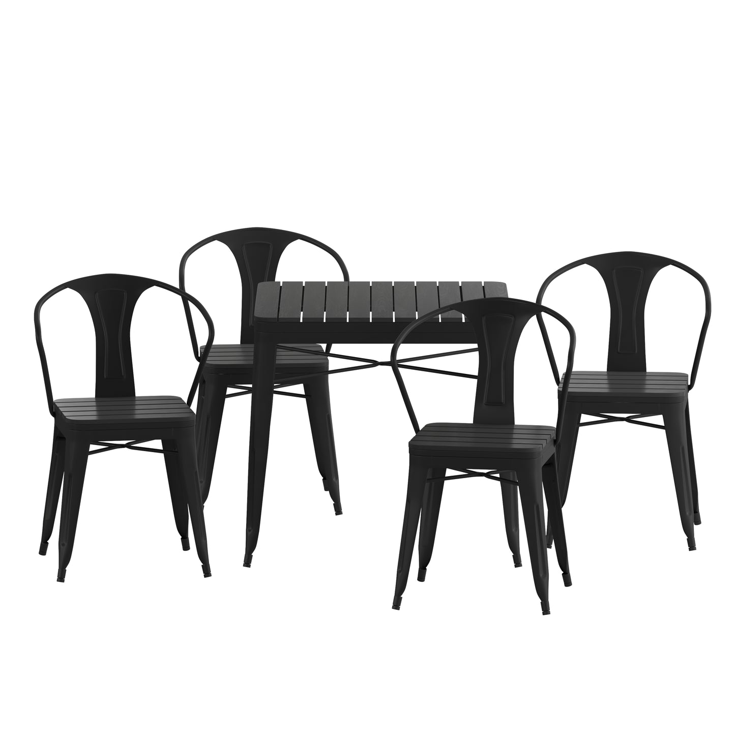 5PC Black Table and Chairs Set SB-T11C4-T-BK-GG