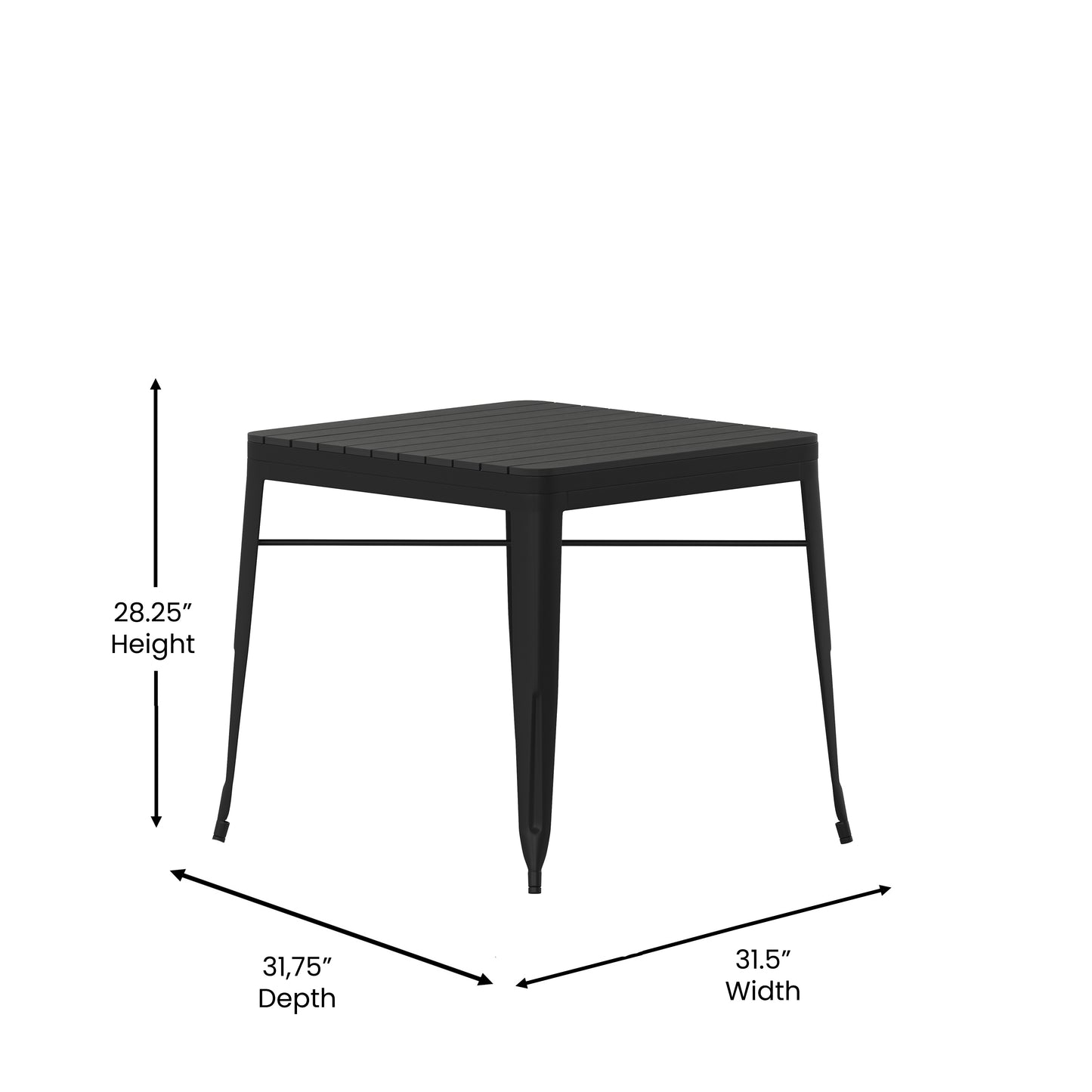 Black All-Weather Patio Table SB-T11T-BK-GG