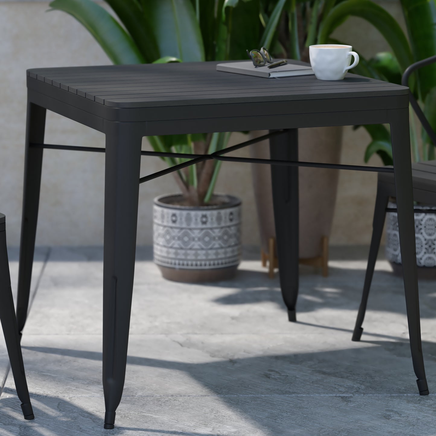 Black All-Weather Patio Table SB-T11T-BK-GG