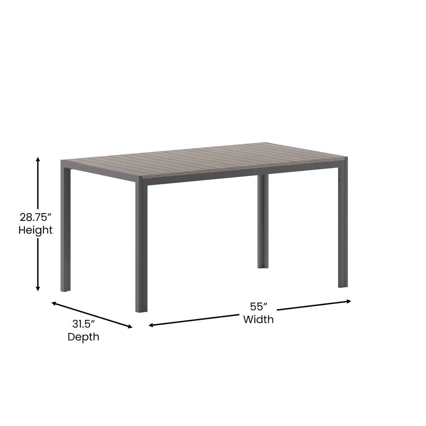 Modern Commercial Grade 55" x 31" Patio Dining Table