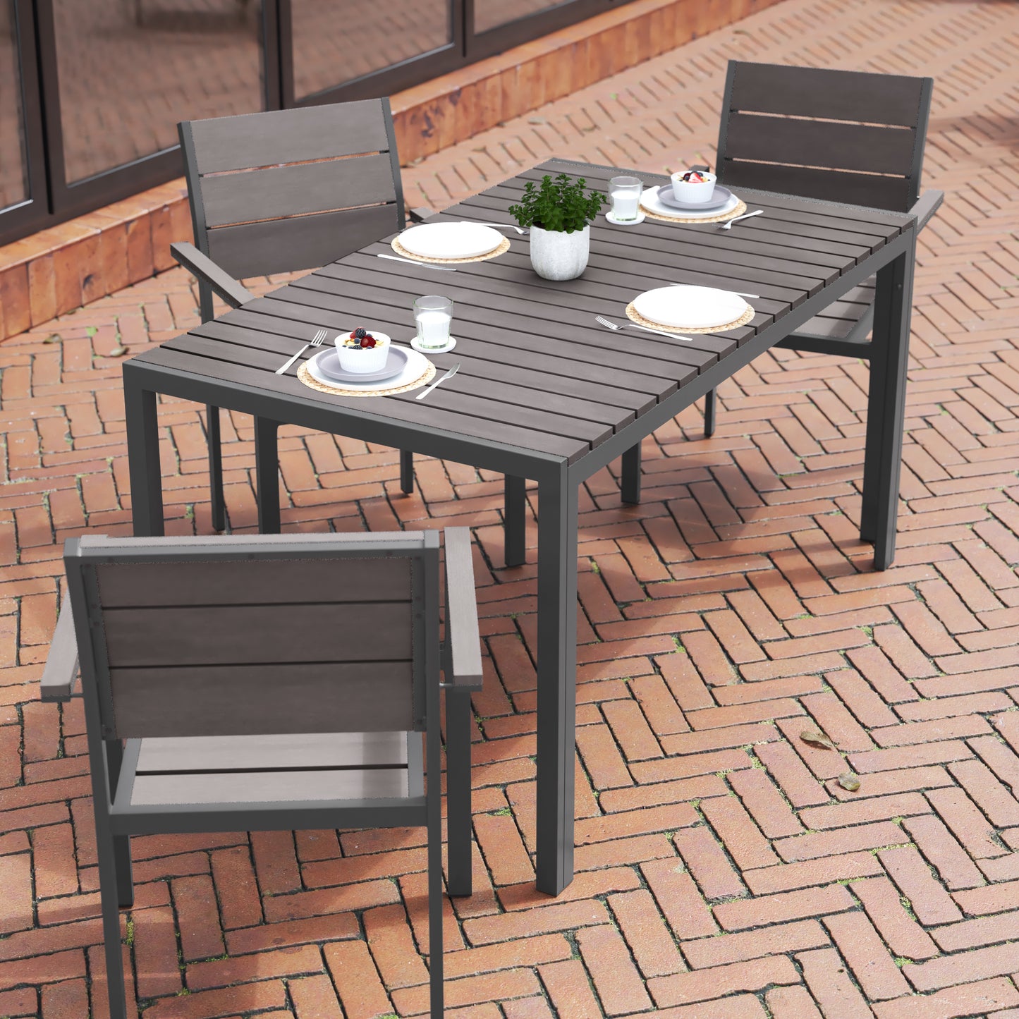 Gray/Gray 55x31 Patio Table SB-TB269-GRY-GG