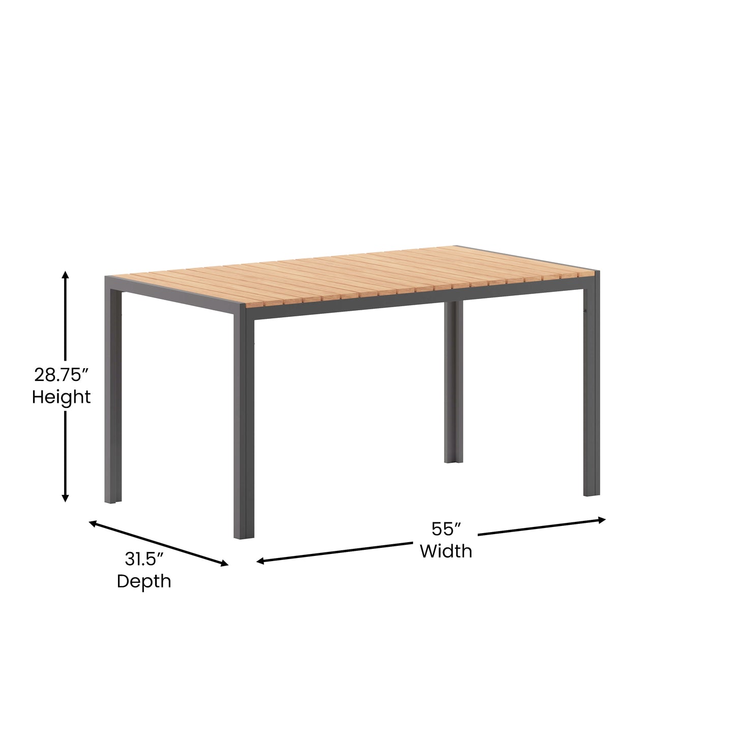 Modern Commercial Grade 55" x 31" Patio Dining Table