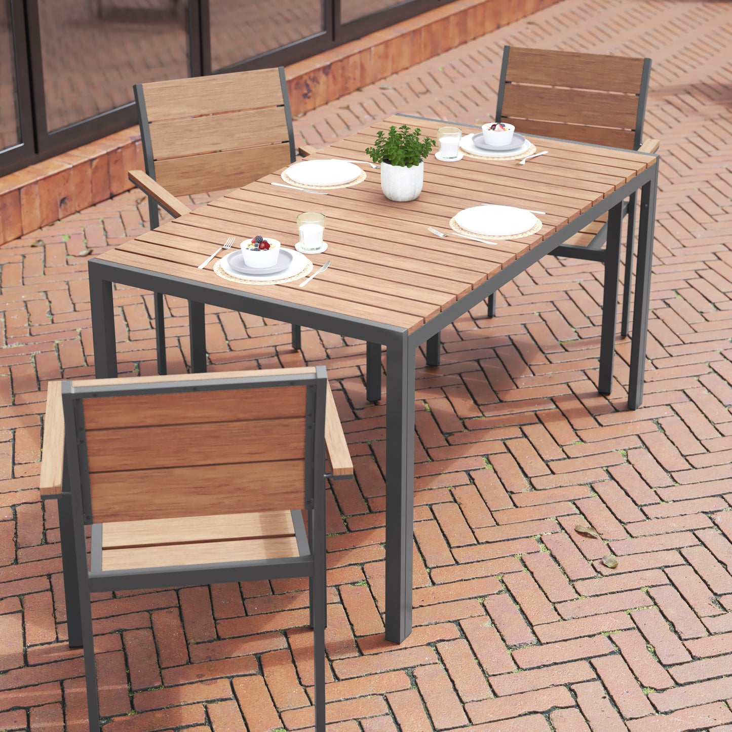 Modern Commercial Grade 55" x 31" Patio Dining Table