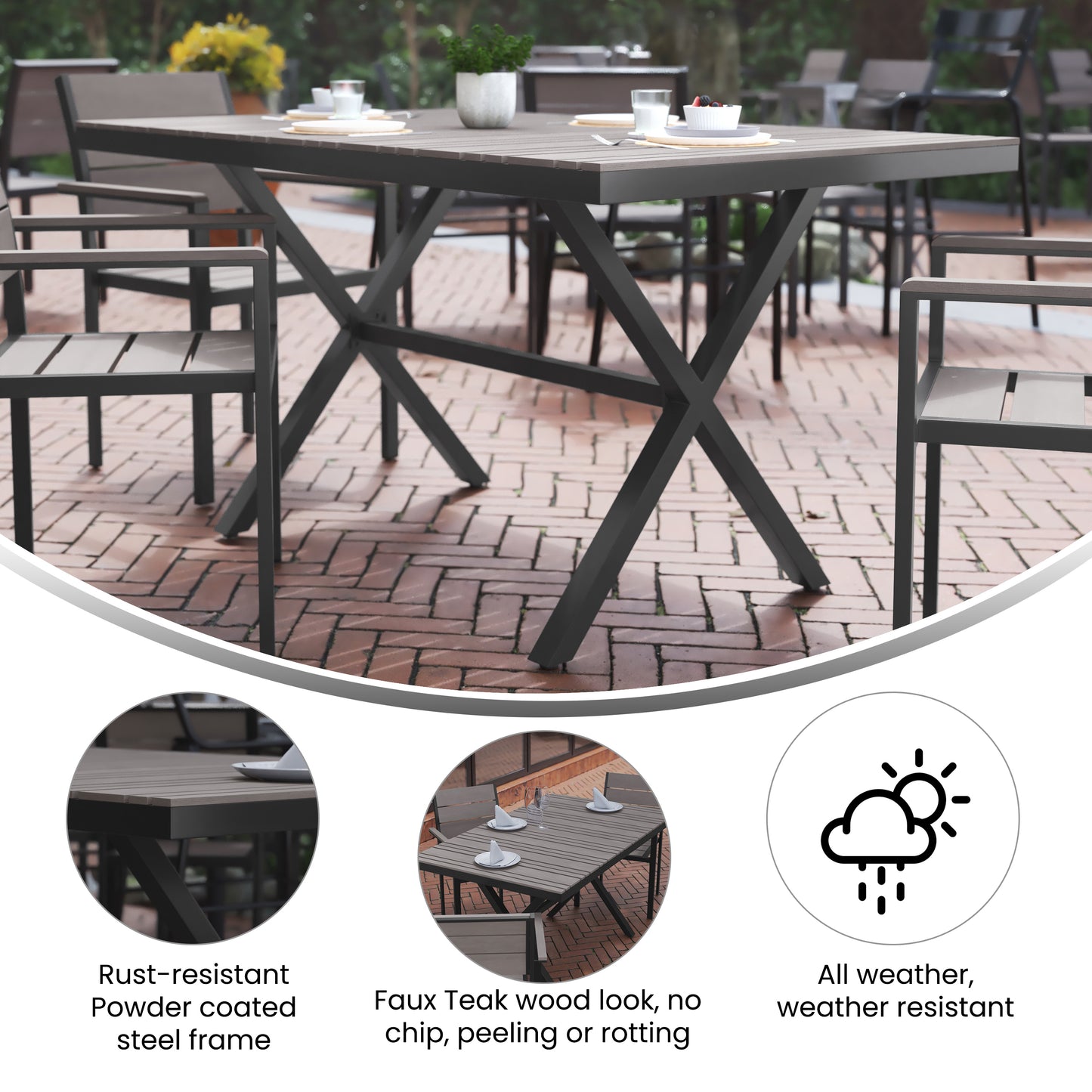 Gray/Gray X Frame Patio Table SB-TB288-GRY-GG