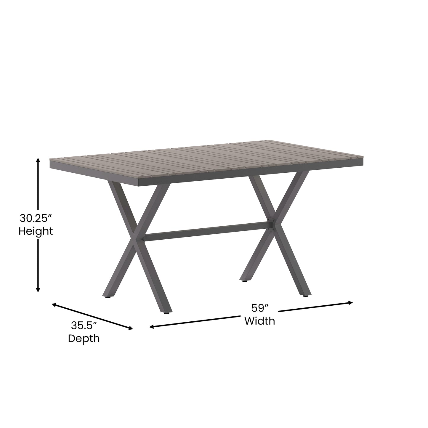 Gray/Gray X Frame Patio Table SB-TB288-GRY-GG