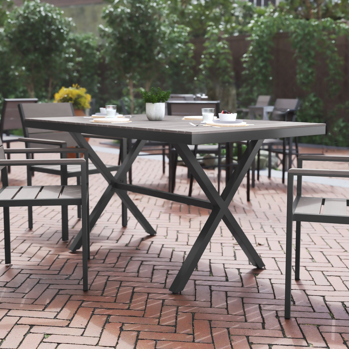 Gray/Gray X Frame Patio Table SB-TB288-GRY-GG