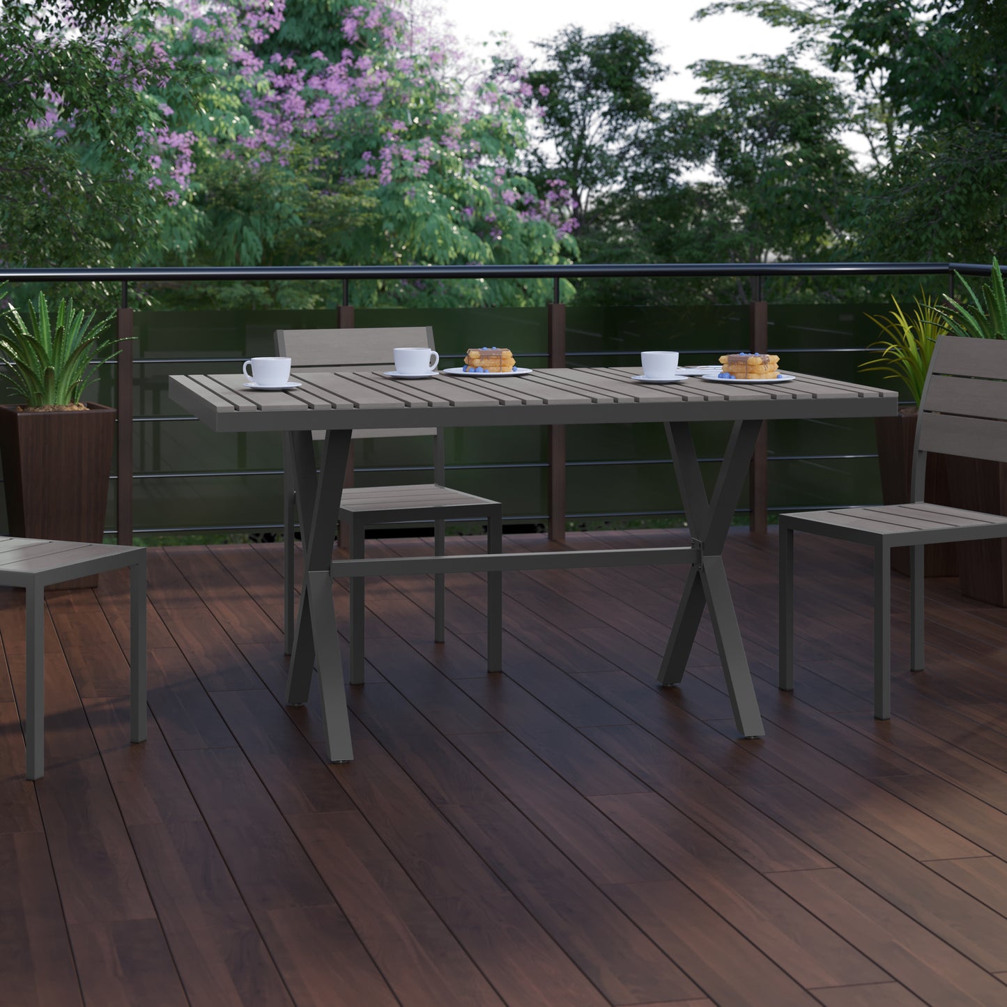 Modern Commercial Grade X-Frame Patio Dining Table