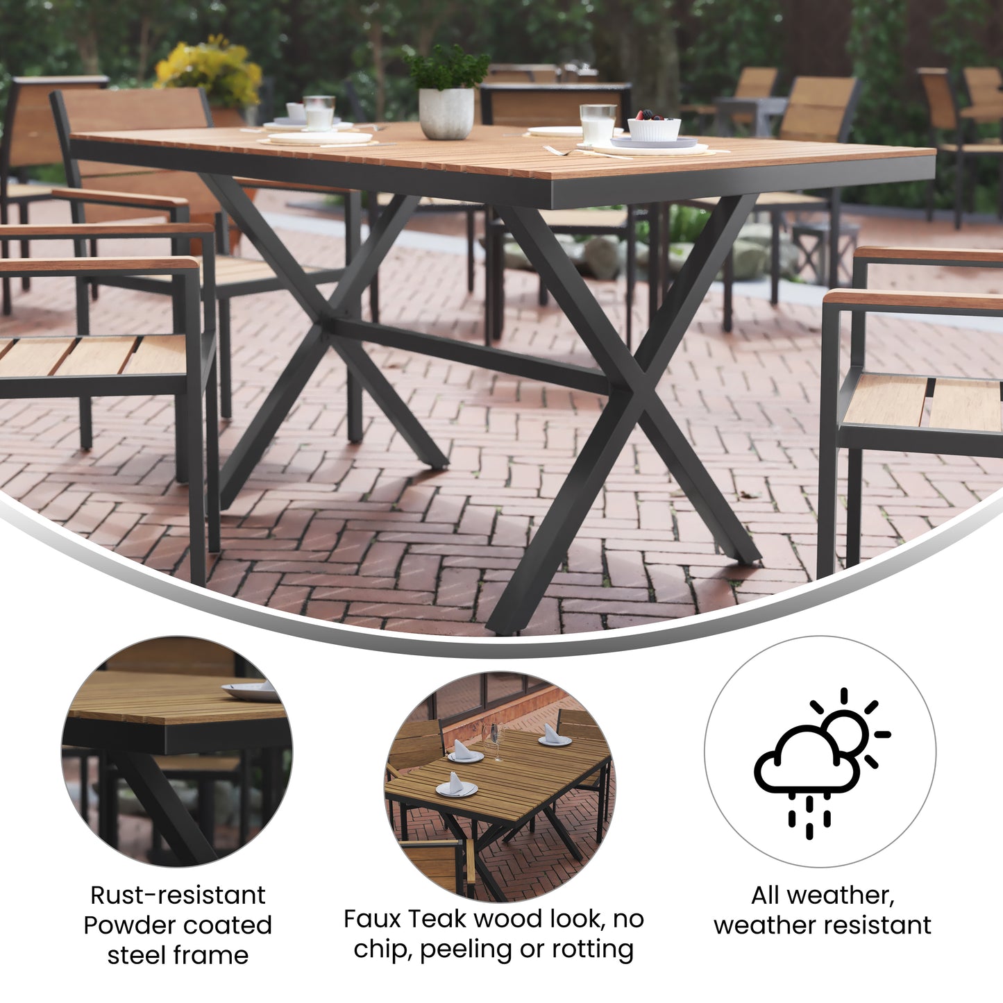 NAT/Gray X Frame Patio Table SB-TB288-NAT-GG