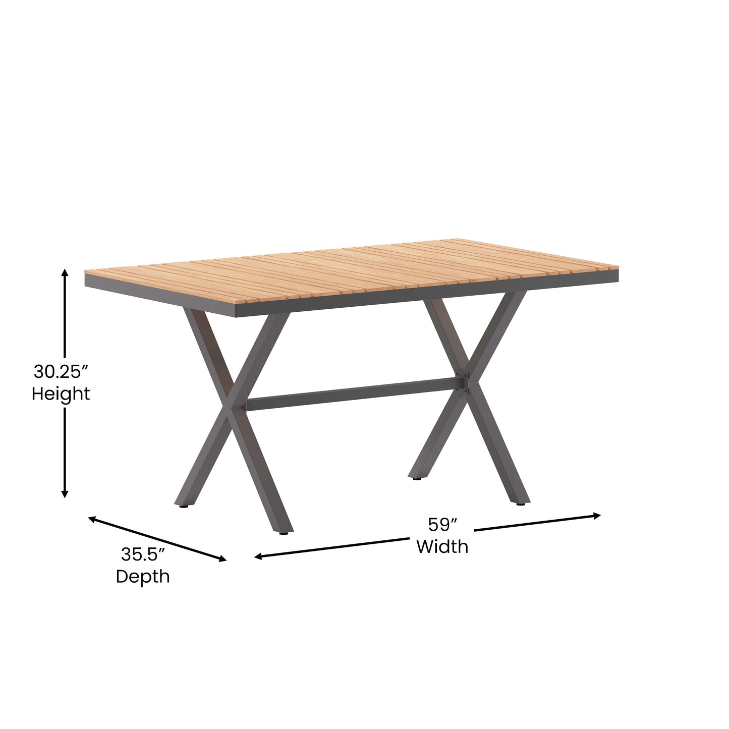 Modern Commercial Grade X-Frame Patio Dining Table