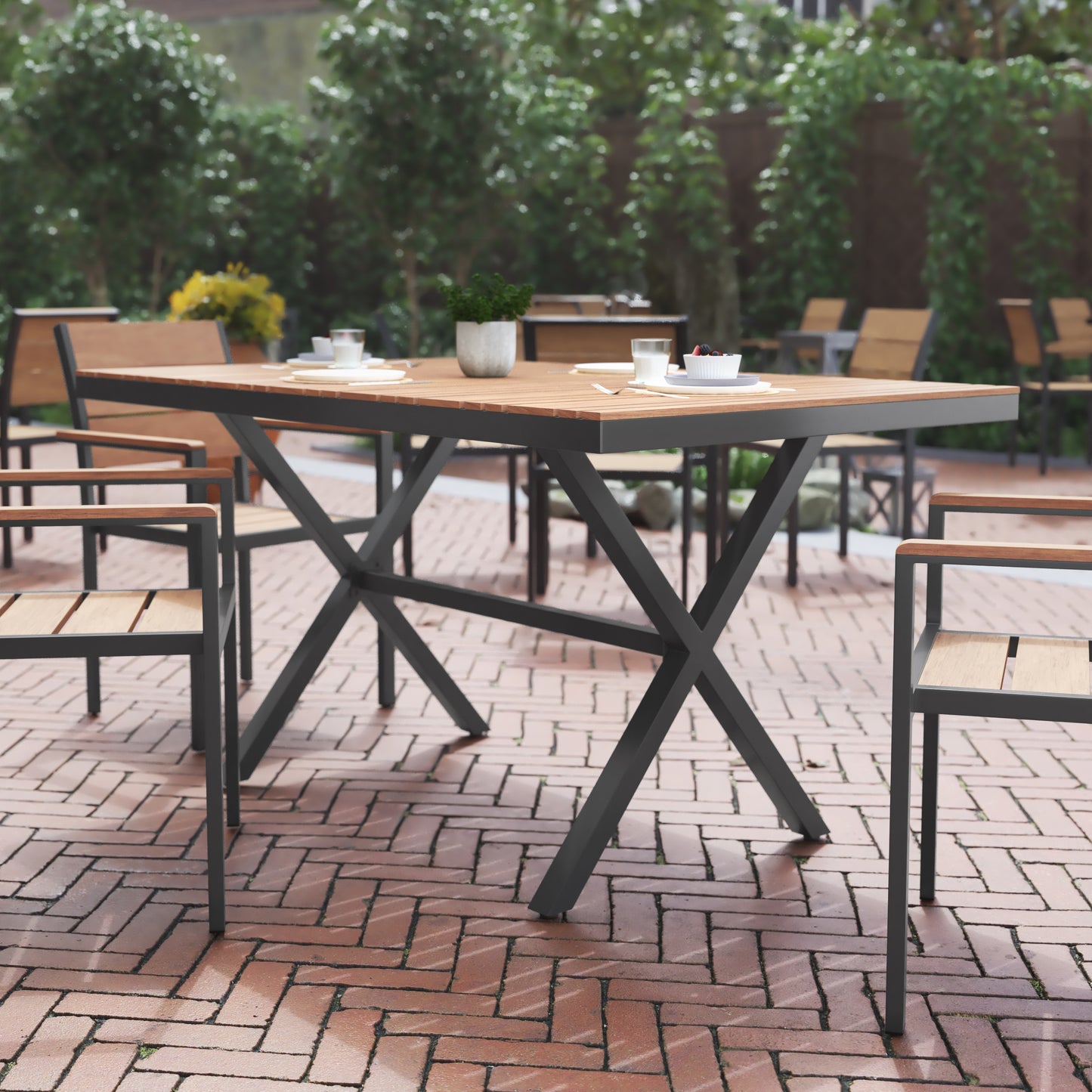 NAT/Gray X Frame Patio Table SB-TB288-NAT-GG