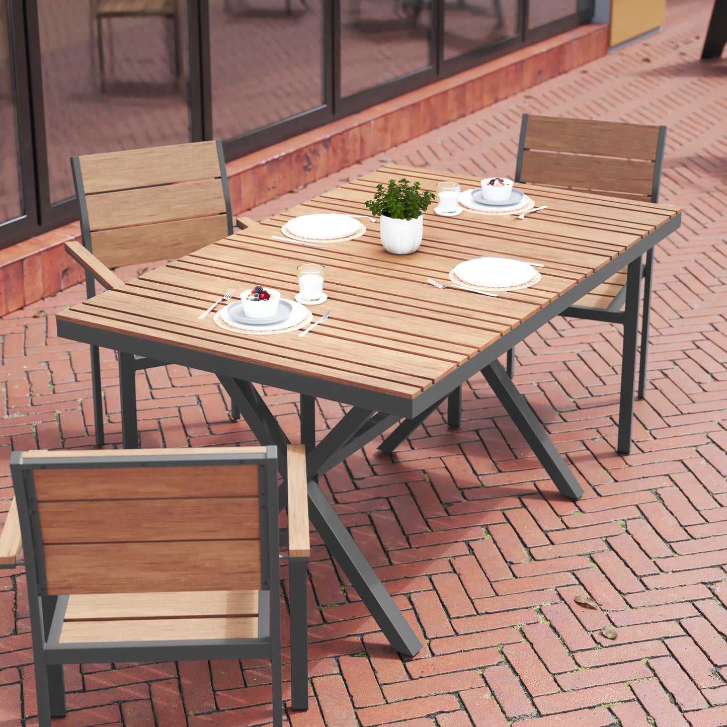 NAT/Gray X Frame Patio Table SB-TB288-NAT-GG