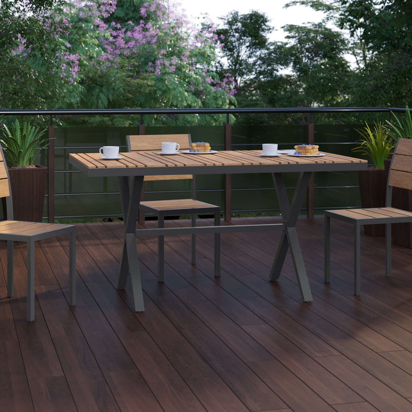 NAT/Gray X Frame Patio Table SB-TB288-NAT-GG