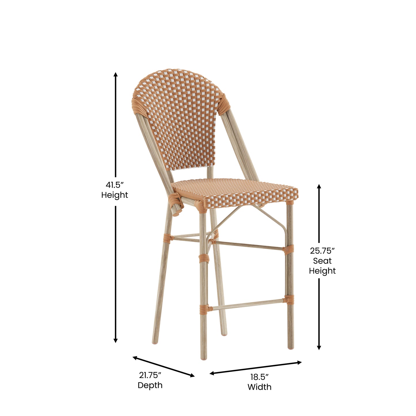 26" NAT/White French Stool SDA-AD642001-F-CS-NATWH-LTNAT-GG