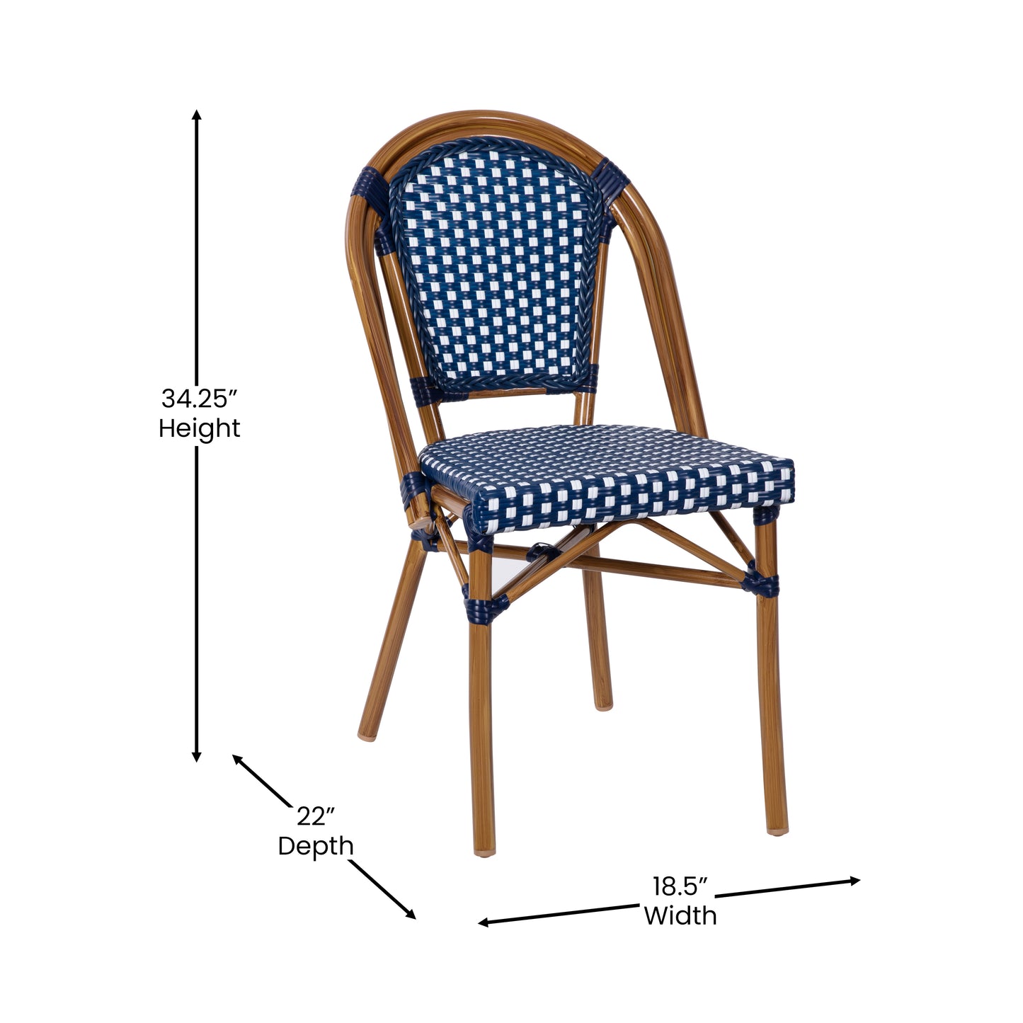 Navy/White French Cafe Chair SDA-AD642001-NVYWH-NAT-GG