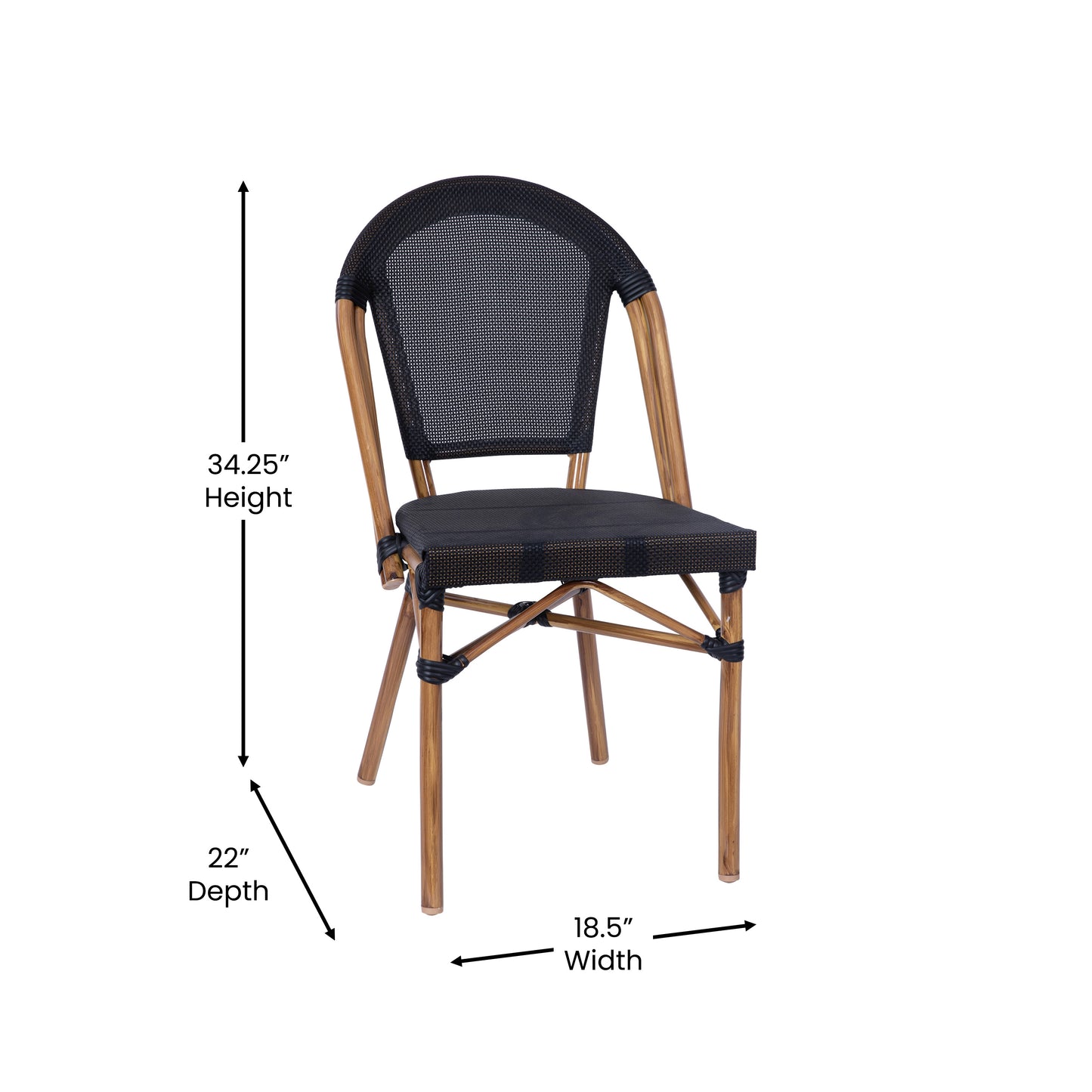 Black French Cafe Chair SDA-AD642107-BK-NAT-GG