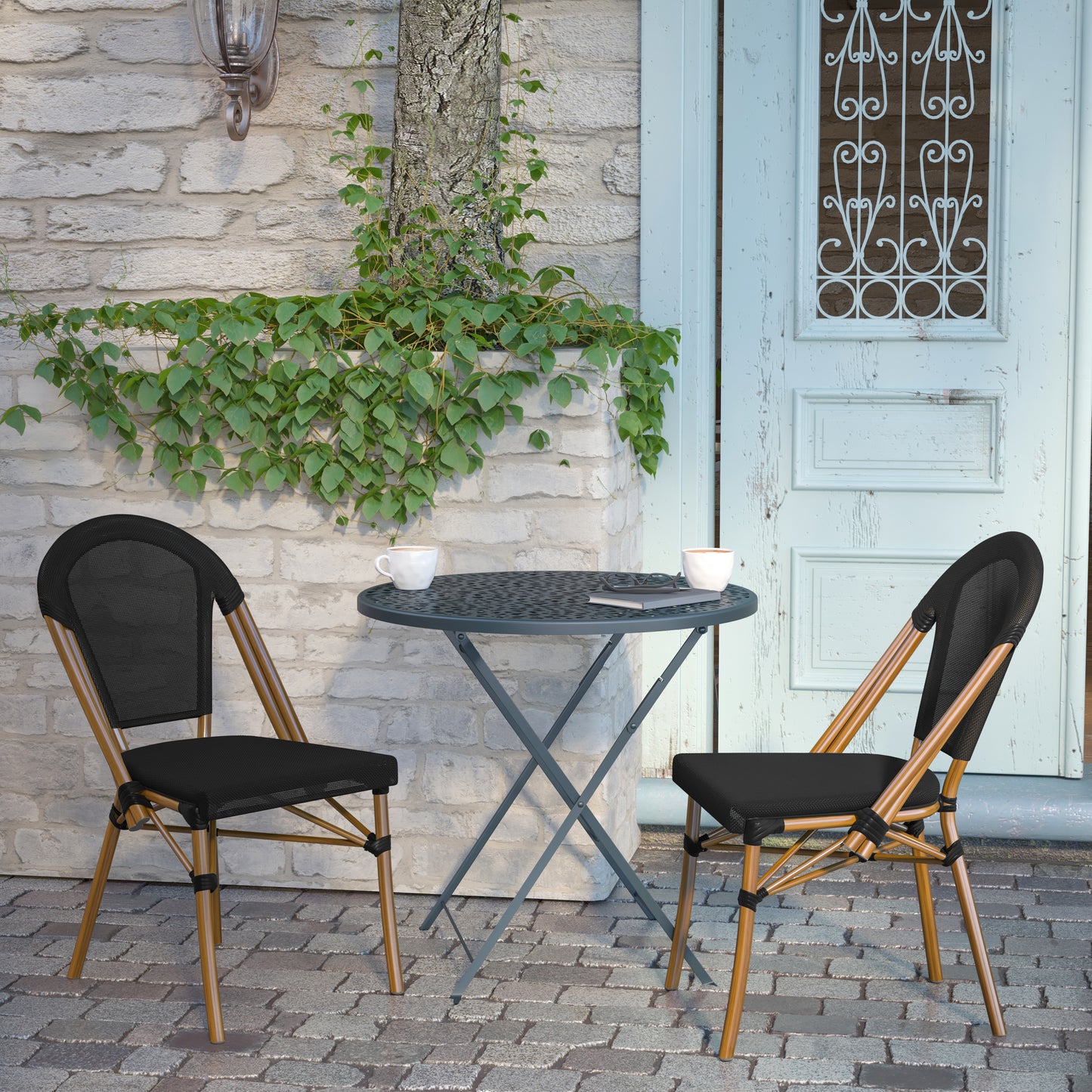 Black French Cafe Chair SDA-AD642107-BK-NAT-GG