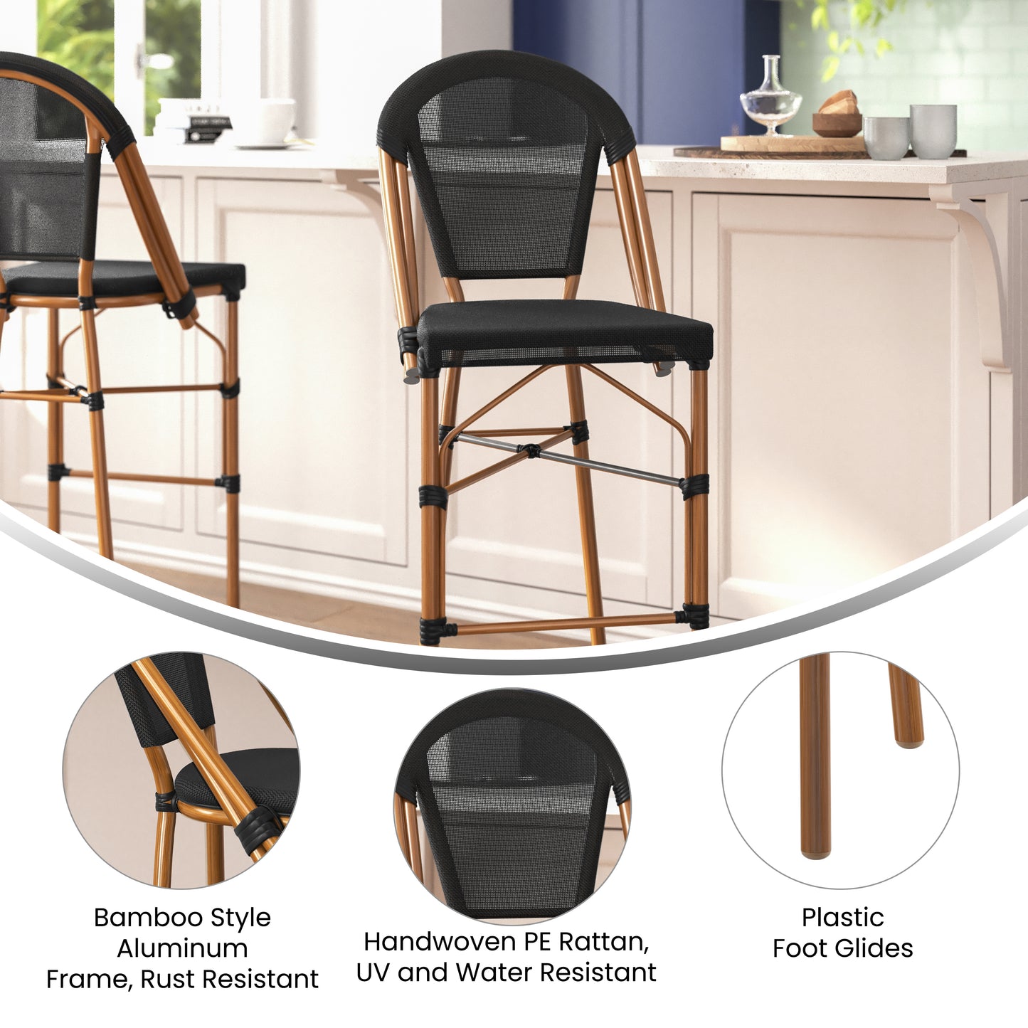 Black French Cafe Stool SDA-AD642107-BS-BK-NAT-GG