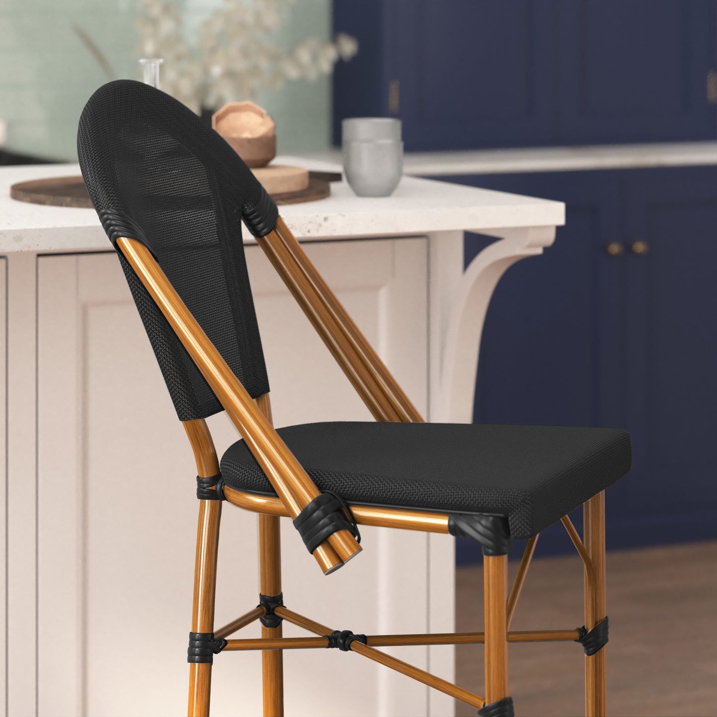 Black French Cafe Stool SDA-AD642107-BS-BK-NAT-GG