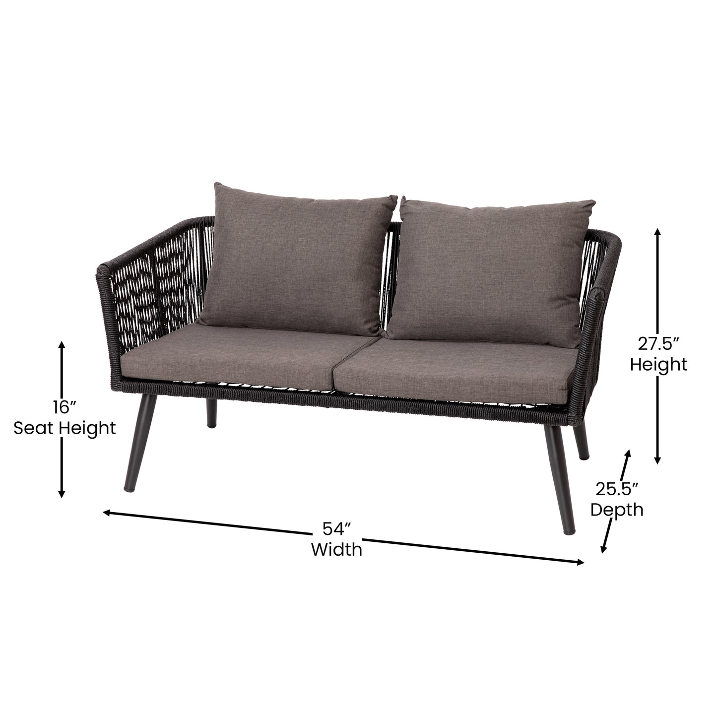 Black Loveseat-2 Chairs-Table SDA-AD723002-4-BK-GG