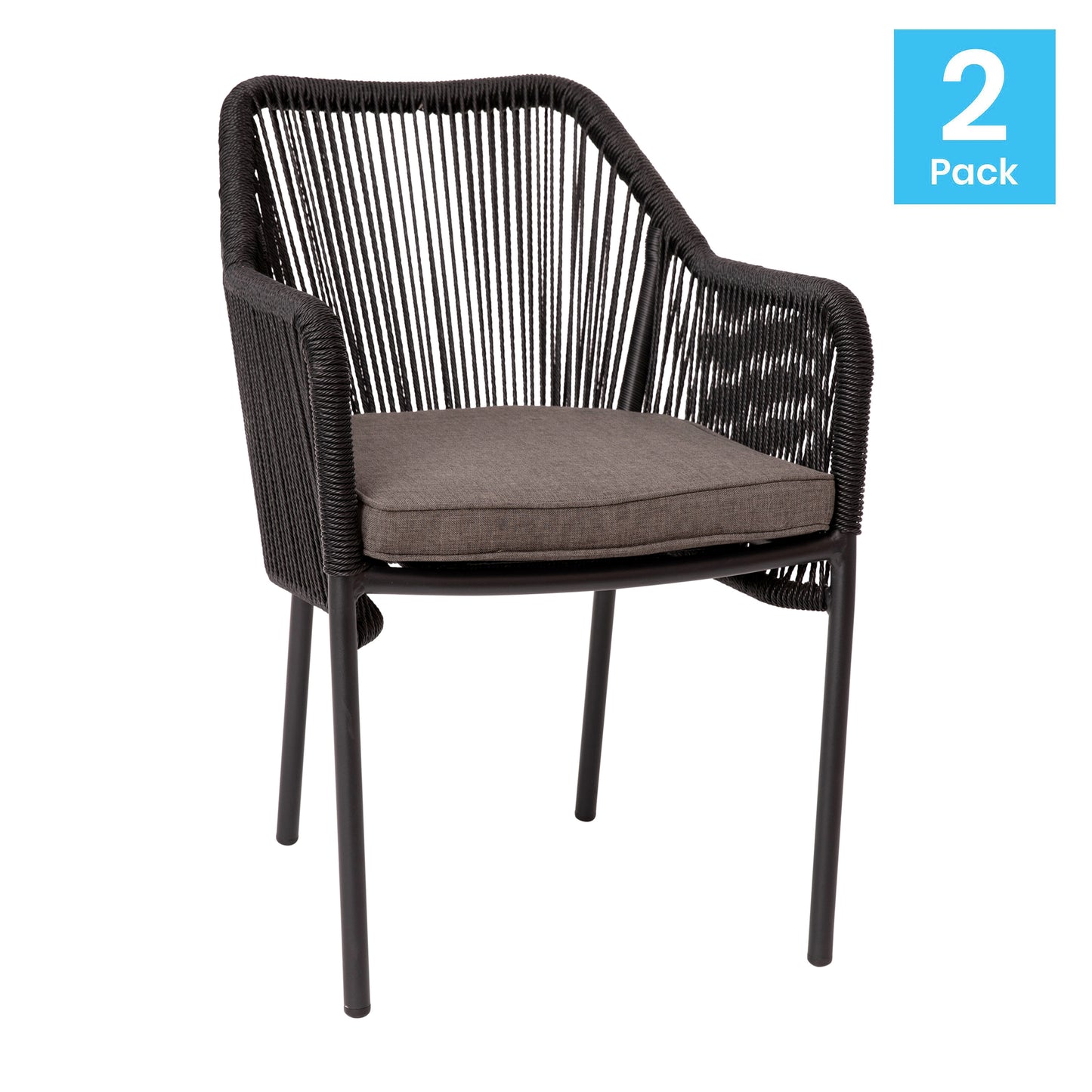 Set of 2 Black Patio Chairs SDA-AD892006-BK-2-GG