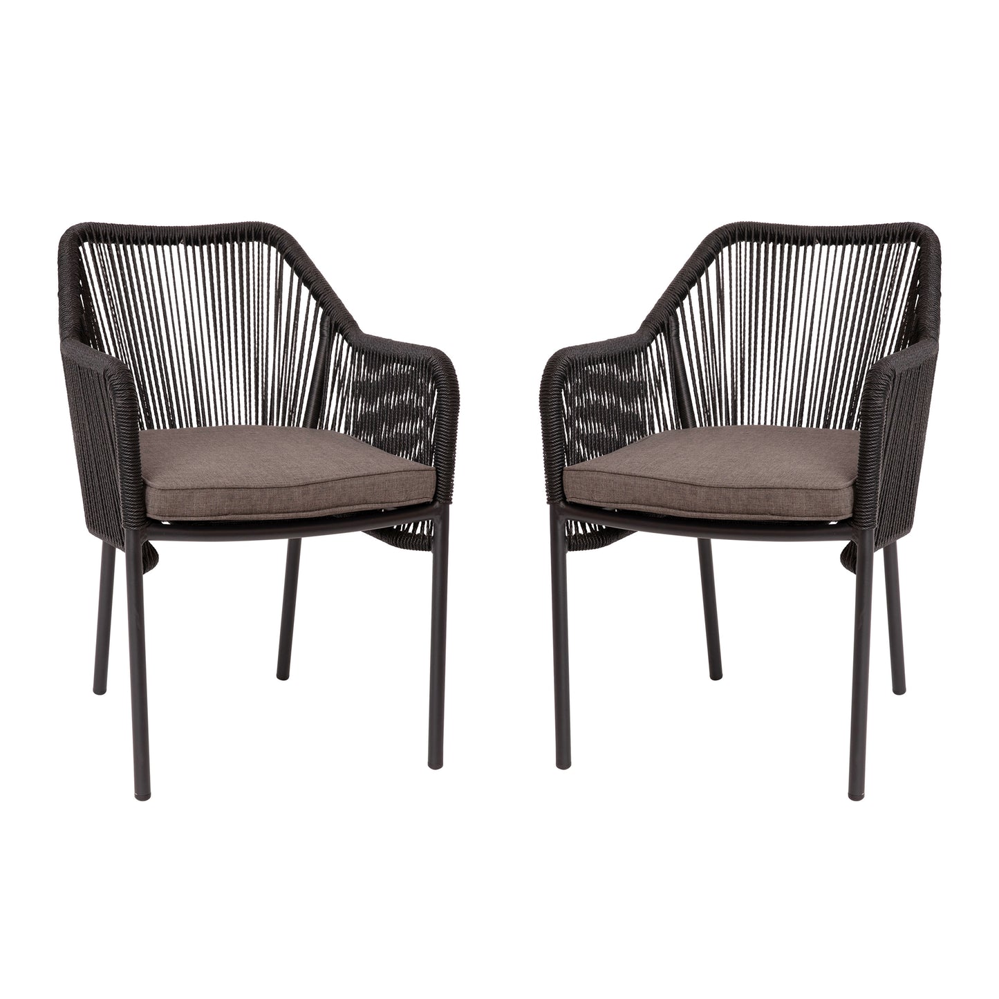 Set of 2 All-Weather Club Chairs with Arms - Stacks up to 6 Chairs High