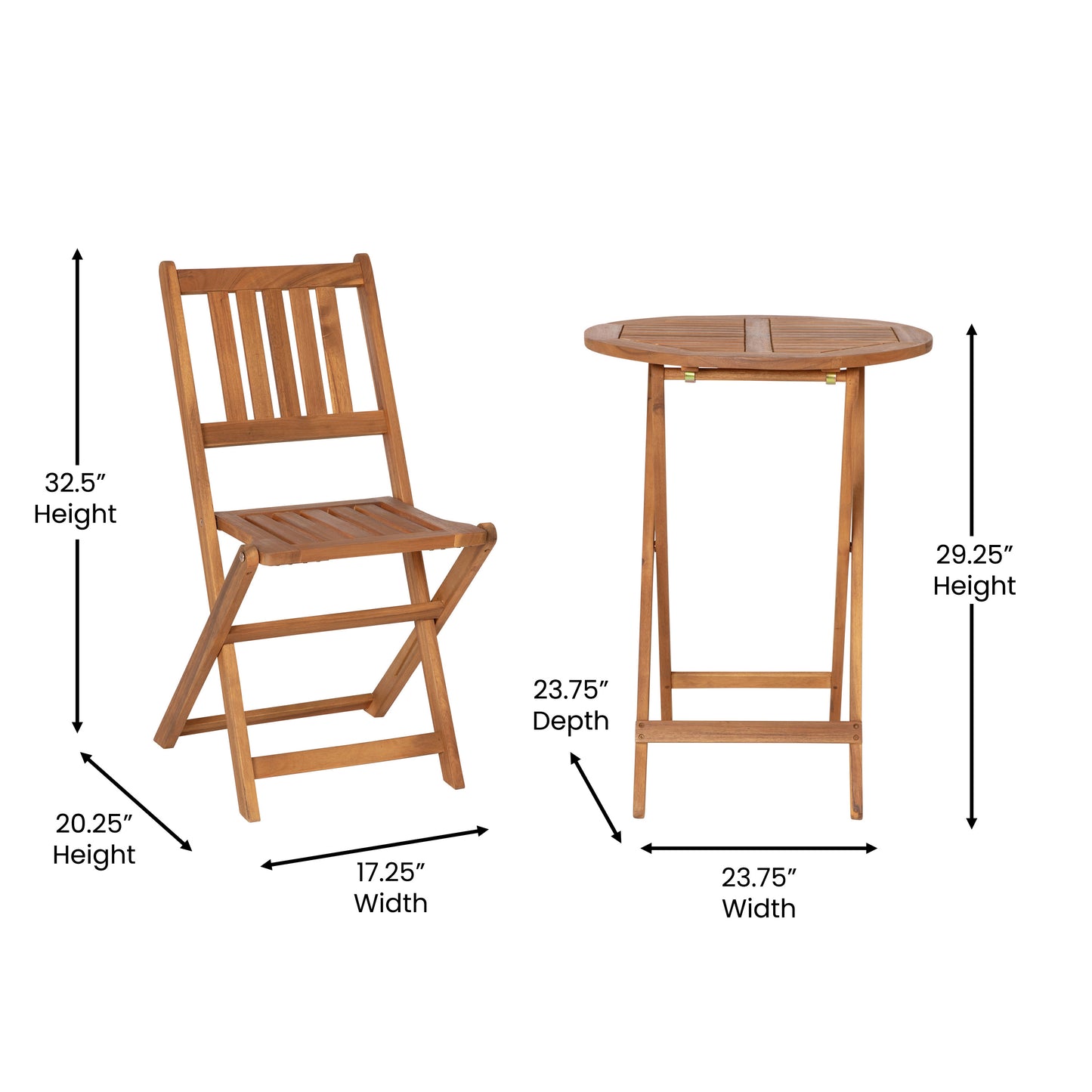 3PC Natural Folding Bistro Set THB-S4460-NAT-GG