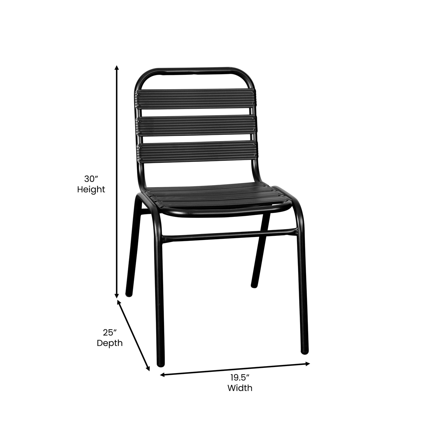 Black Slat Back Chair TLH-015C-BK-GG