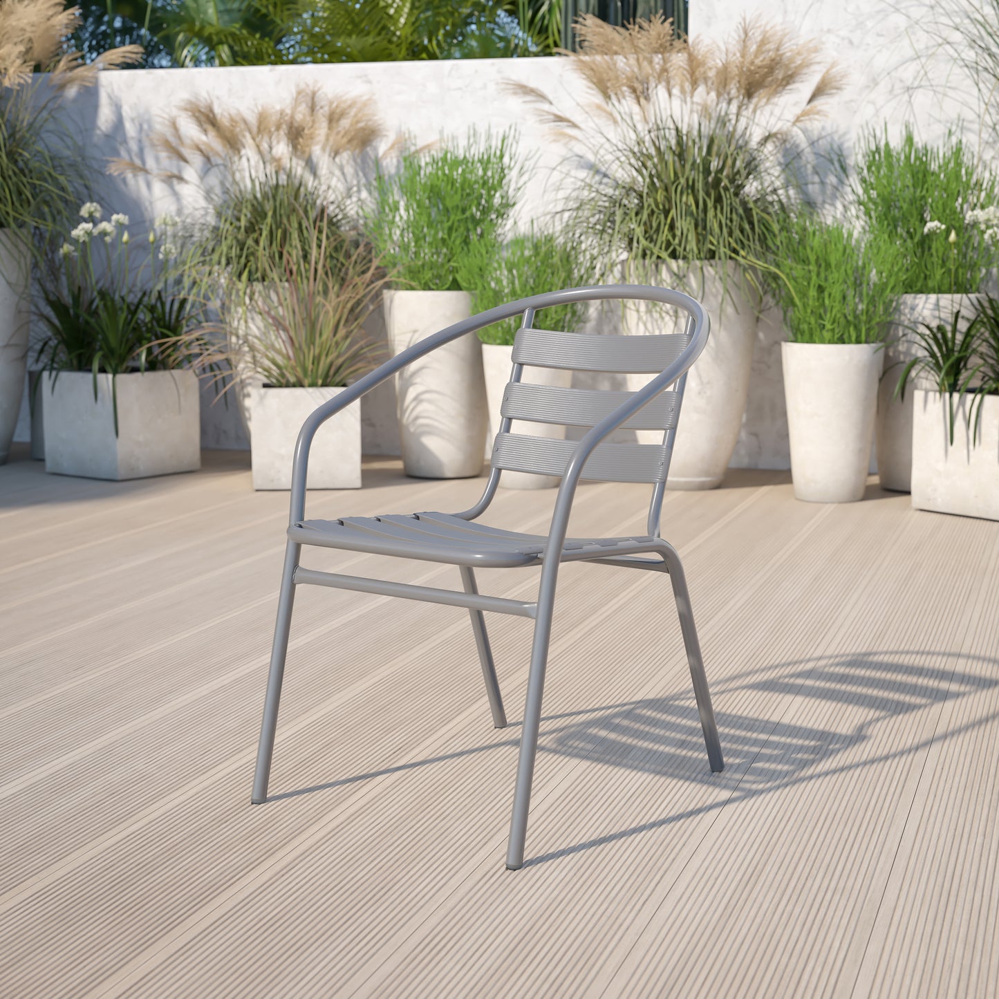 Silver Aluminum Slat Chair TLH-017C-GG