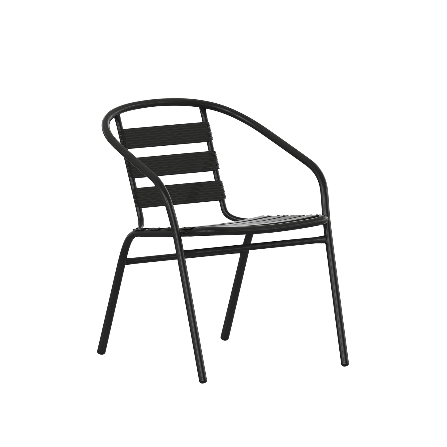 Black Slat Chair with Arms TLH-018C-BK-GG