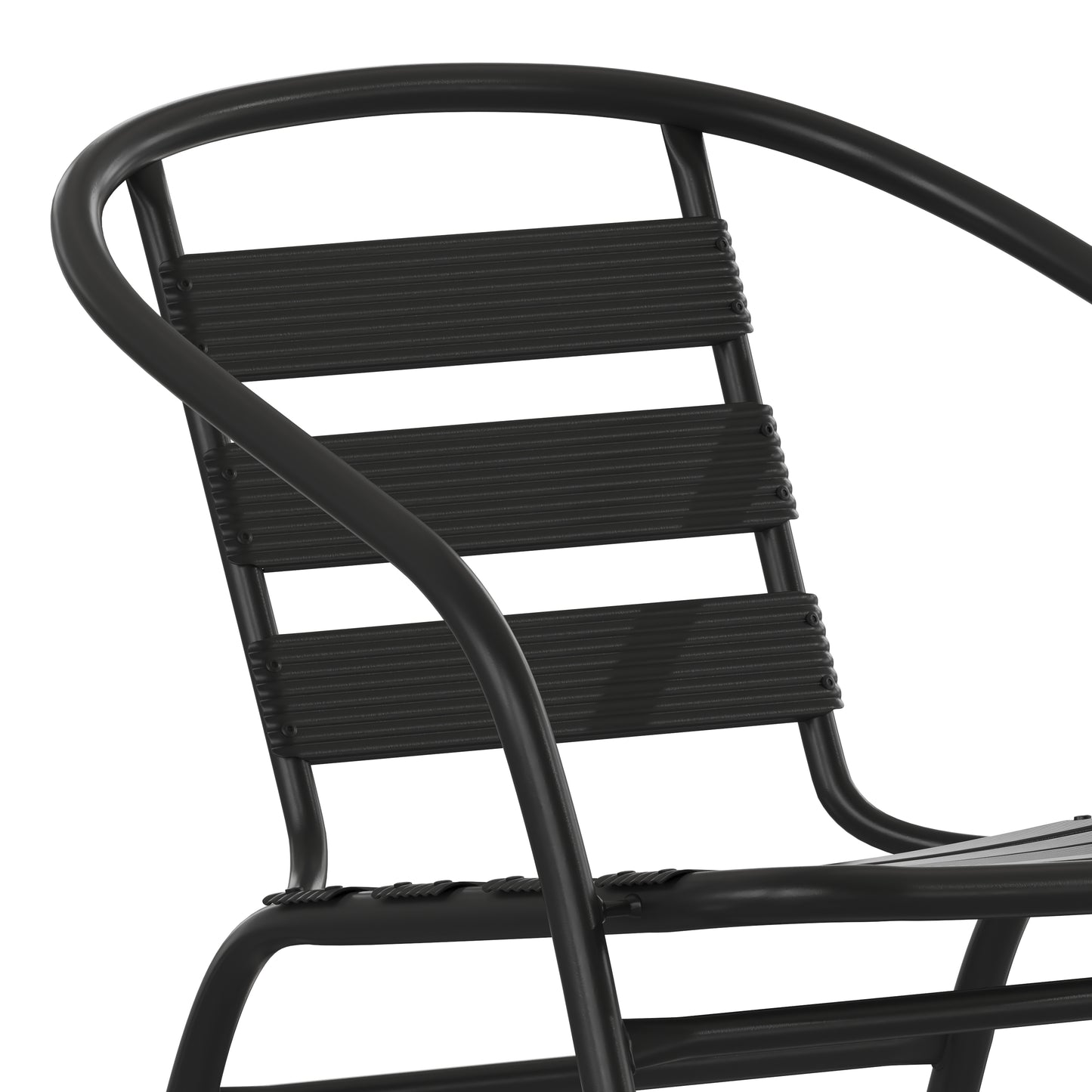 Black Slat Chair with Arms TLH-018C-BK-GG