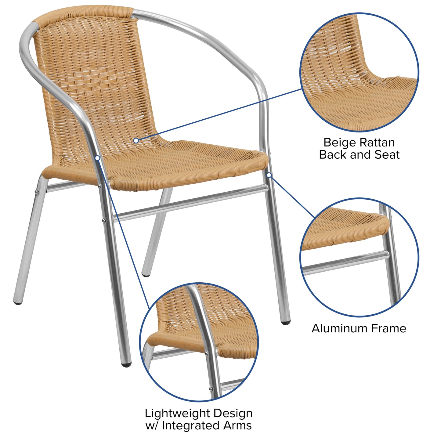 Beige Rattan Aluminum Chair TLH-020-BGE-GG