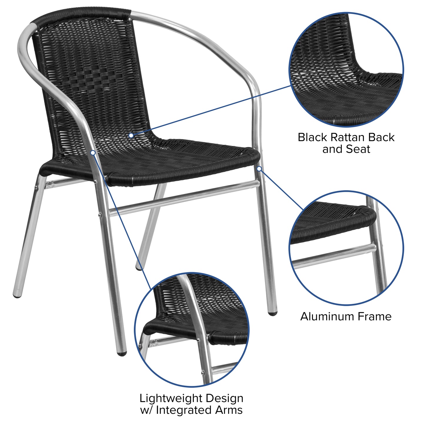 Black Rattan Aluminum Chair TLH-020-BK-GG