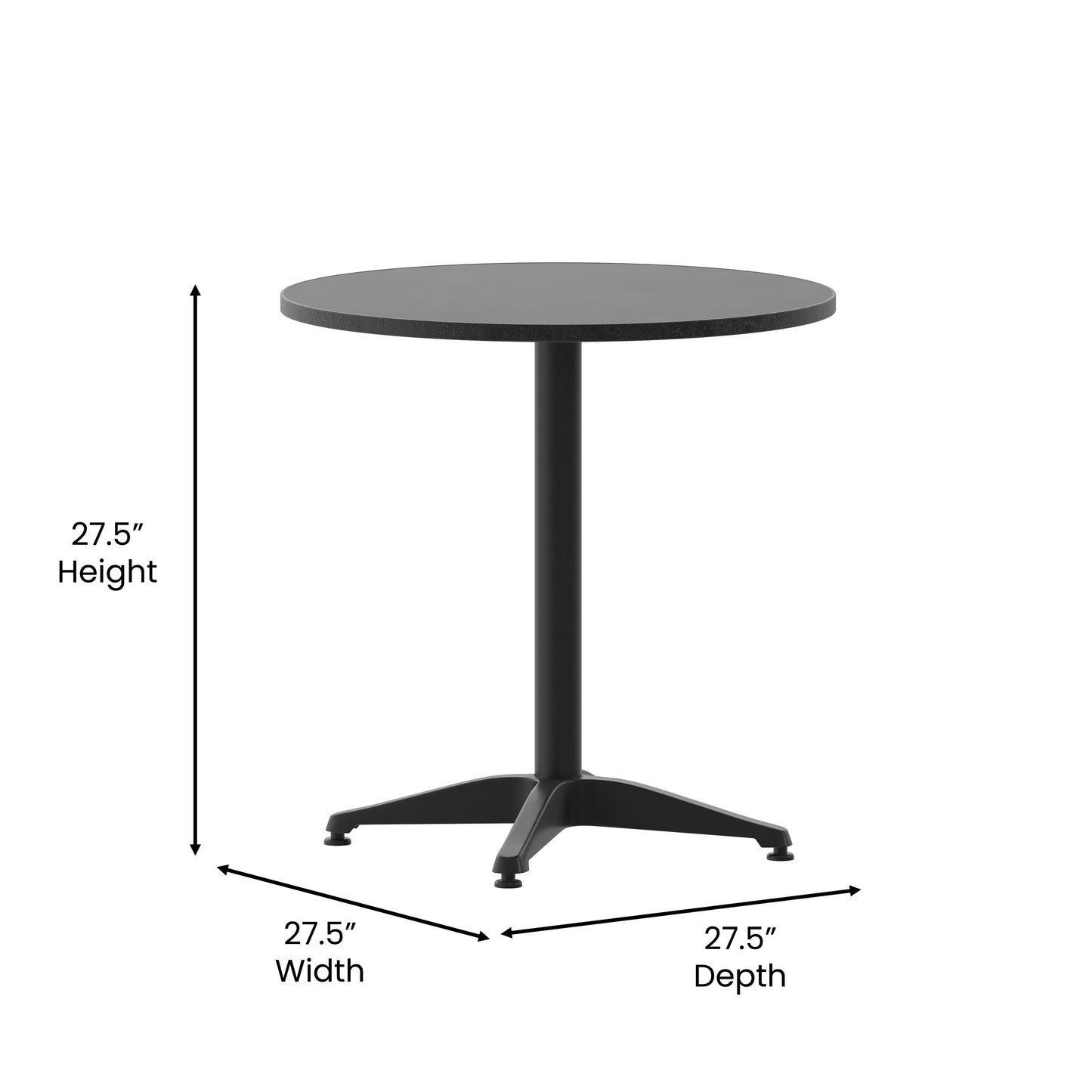 27.5RD Black Metal Table TLH-052-2-BK-GG