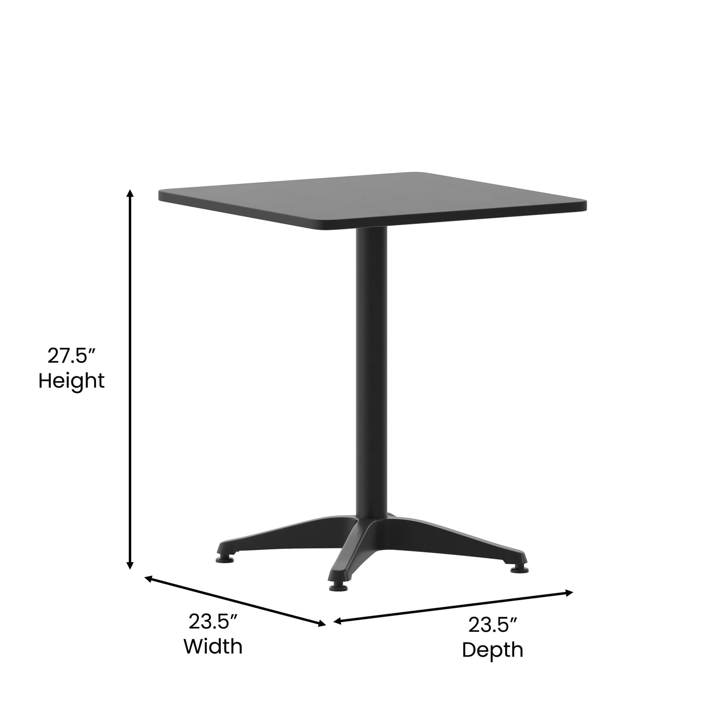 23.5SQ Black Metal Table TLH-053-1-BK-GG