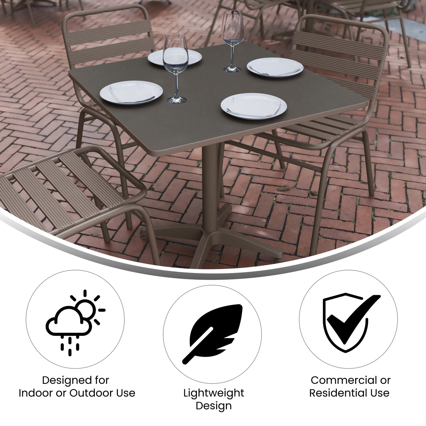 31.5SQ Bronze Metal Table TLH-053-3-BZ-GG