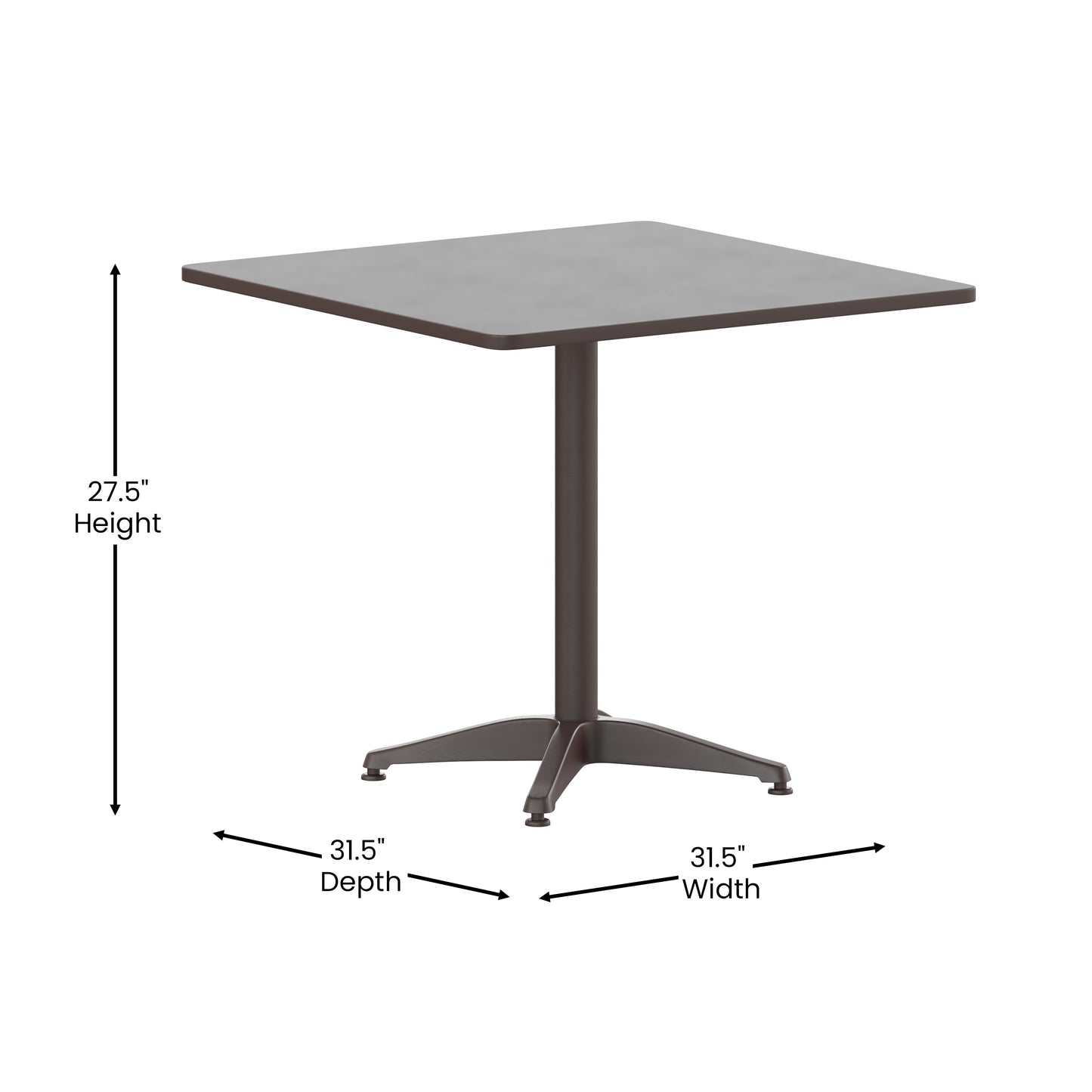 31.5SQ Bronze Metal Table TLH-053-3-BZ-GG