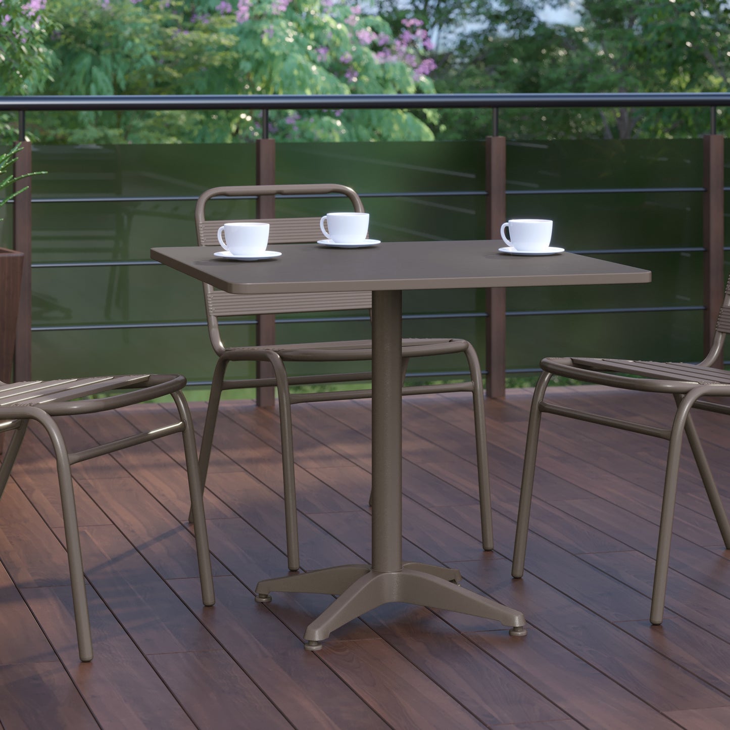 31.5SQ Bronze Metal Table TLH-053-3-BZ-GG