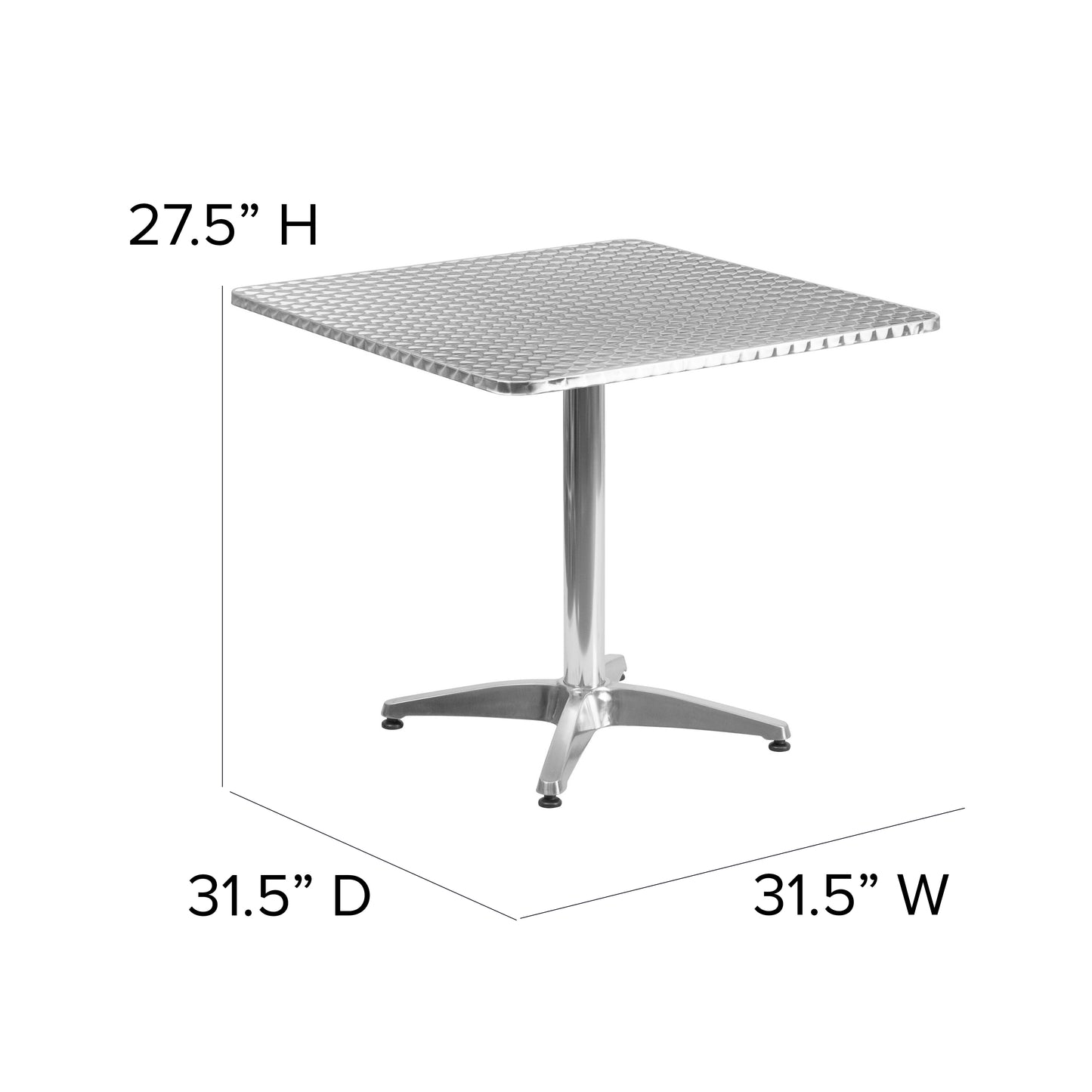 31.5SQ Aluminum Table TLH-053-3-GG