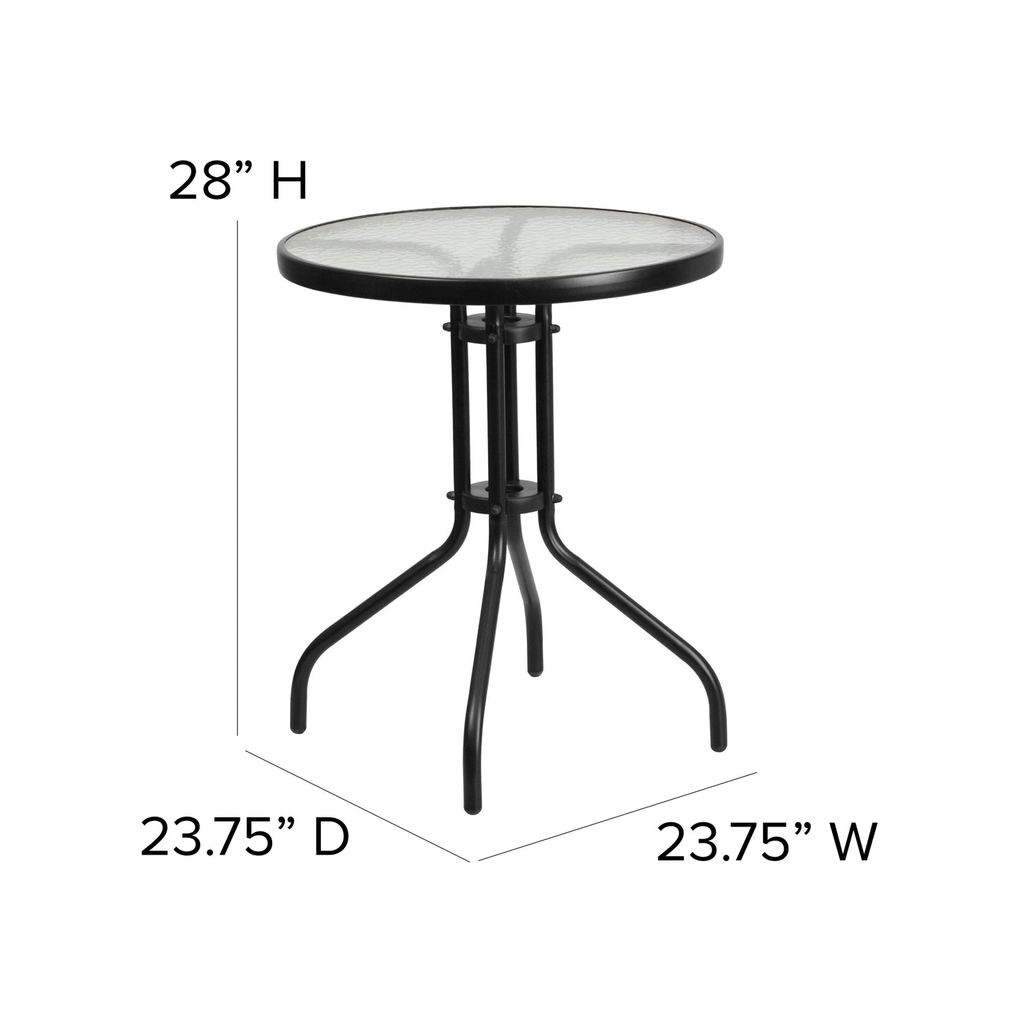 23.75RD Black Patio Table TLH-070-1-GG