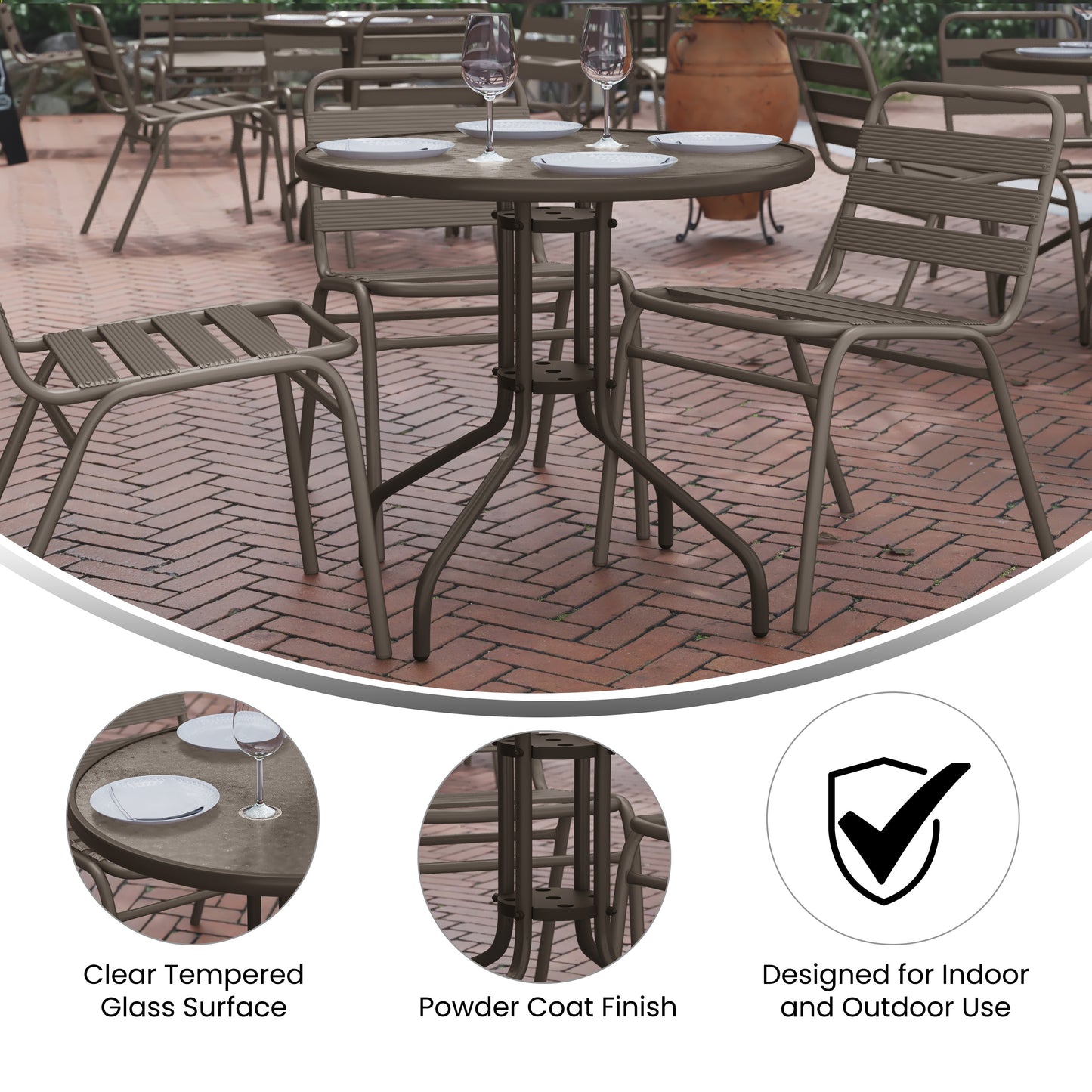 31.5RD Bronze Patio Table TLH-070-2-BZ-GG