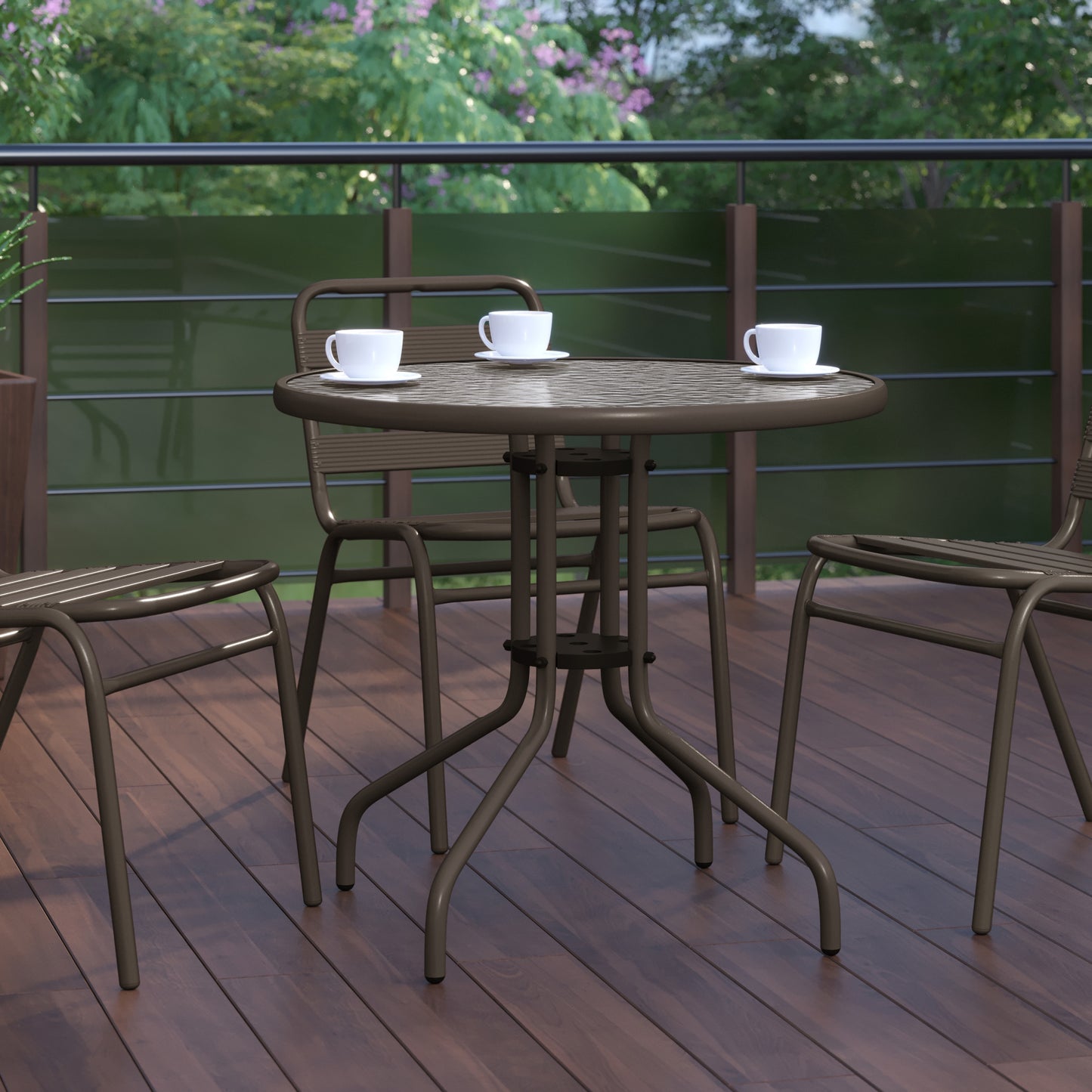 31.5RD Bronze Patio Table TLH-070-2-BZ-GG